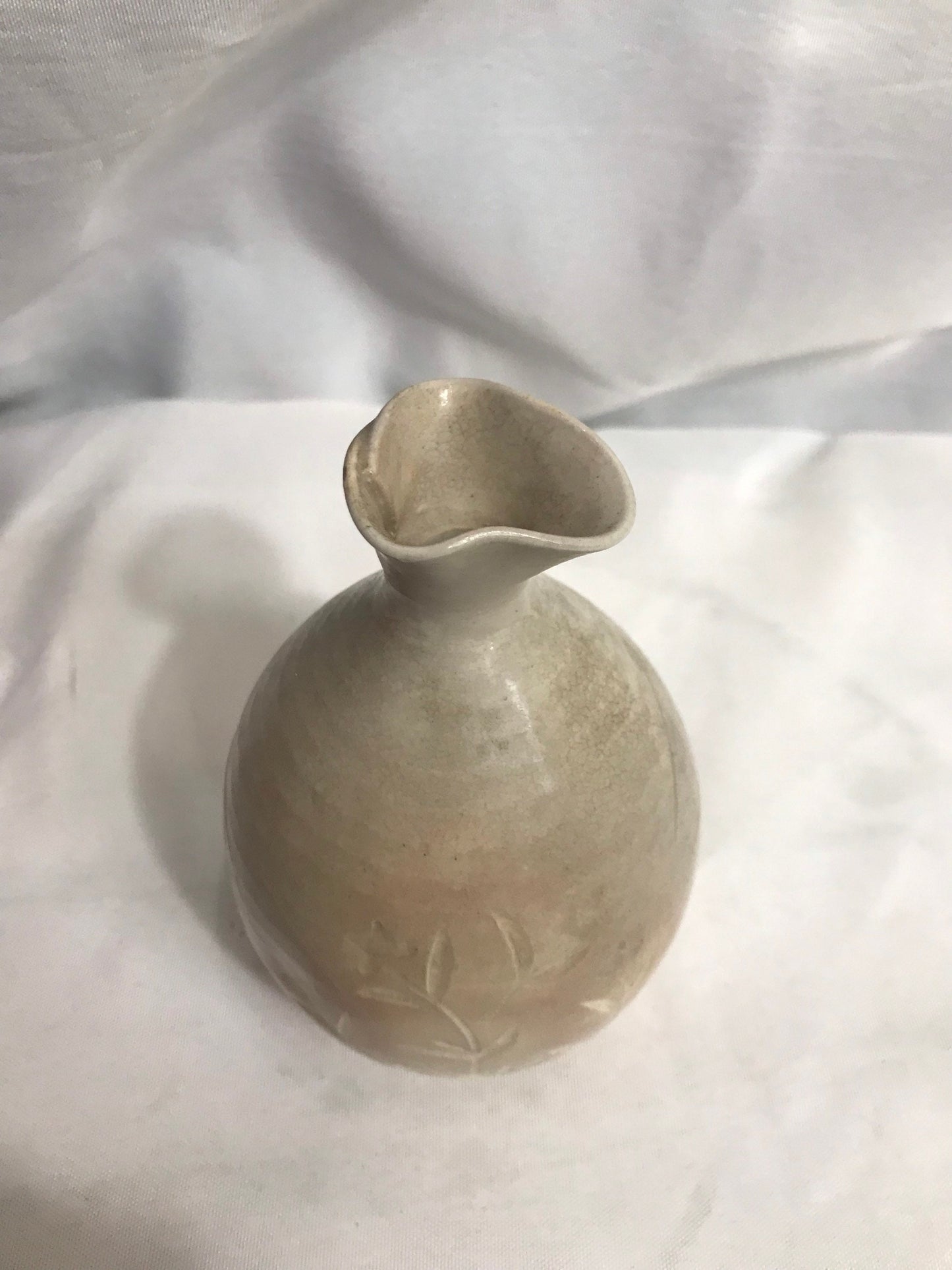 Vintage Beige Ceramic Flower Vase | Home Decor