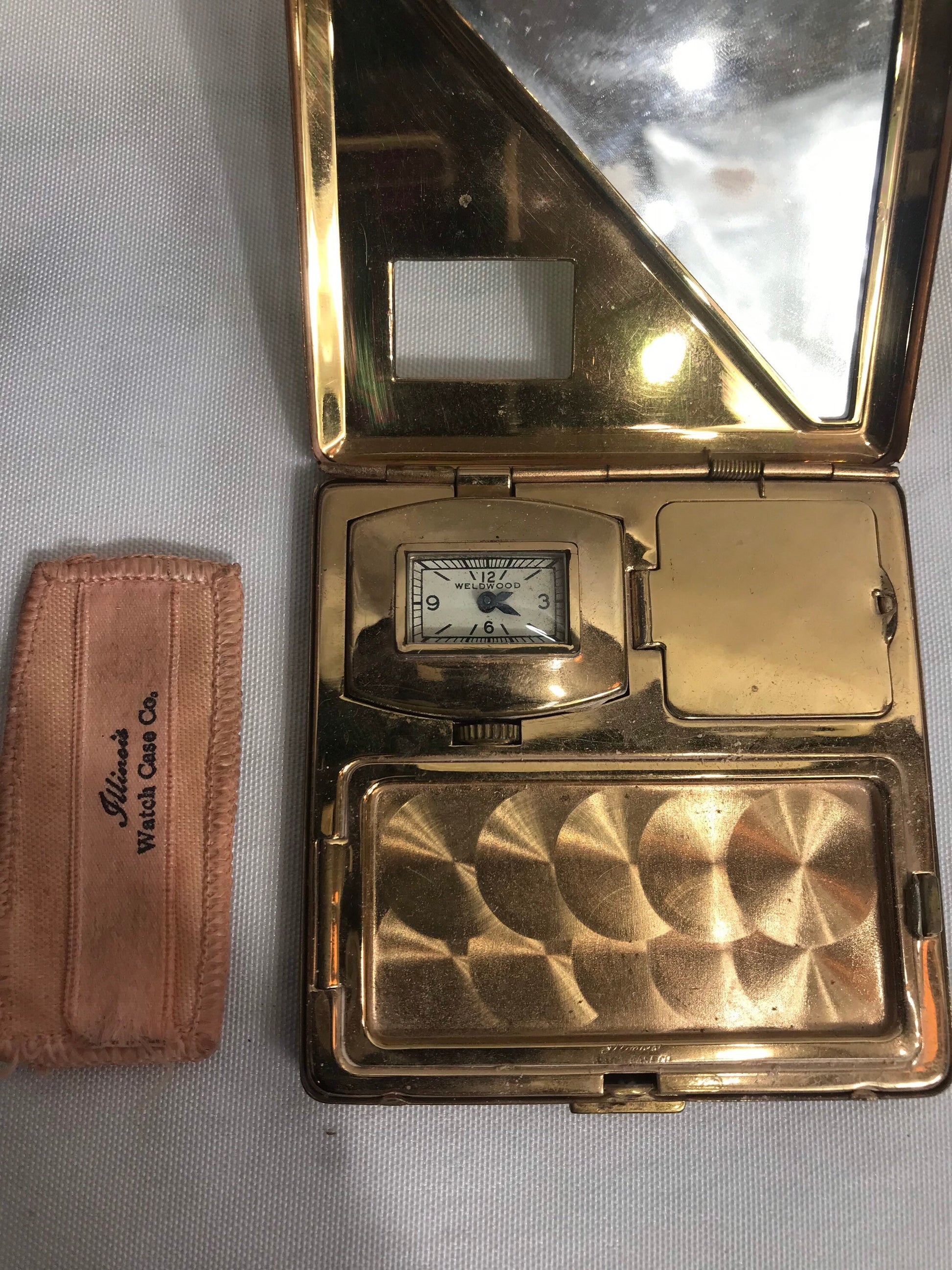 Vintage Weldwood Watch Case Makeup Compact