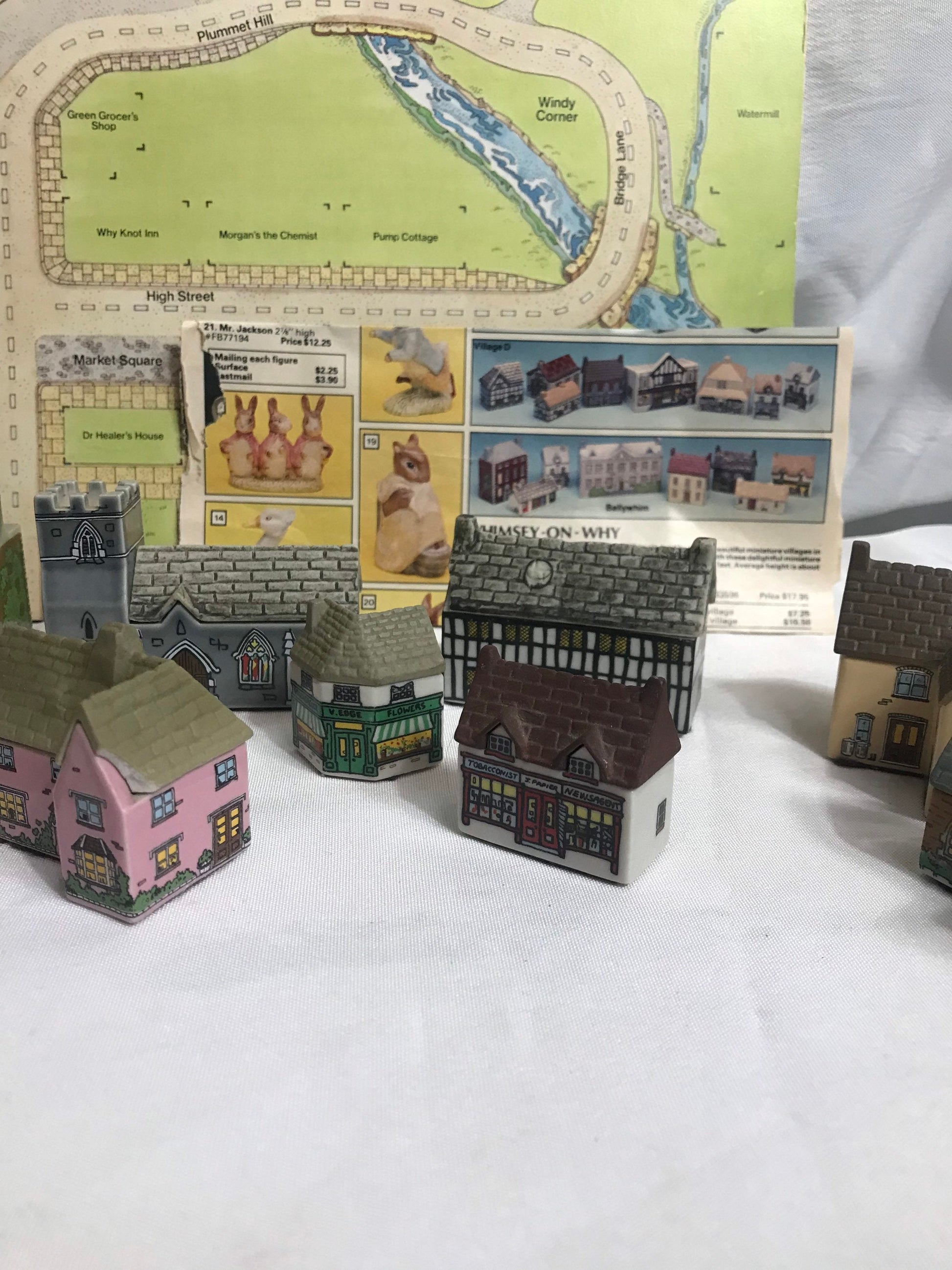 Vintage Whimsey-On-Why Porcelain Miniature Village By Wade Of England | Miniatures