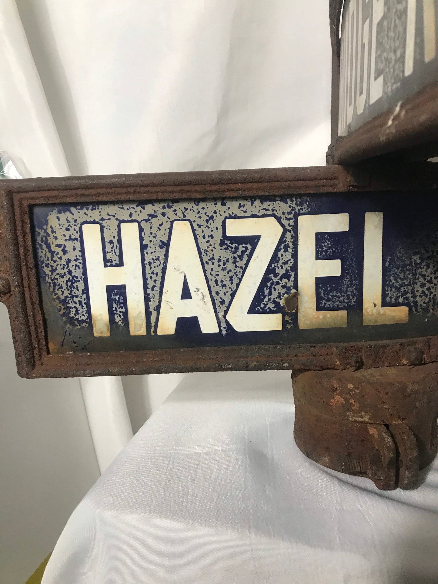 Vintage Porcelain Street Signs Oakridge Road and Hazel Ave, Retro Road Signs, Antique Home Decor, Collector's Item