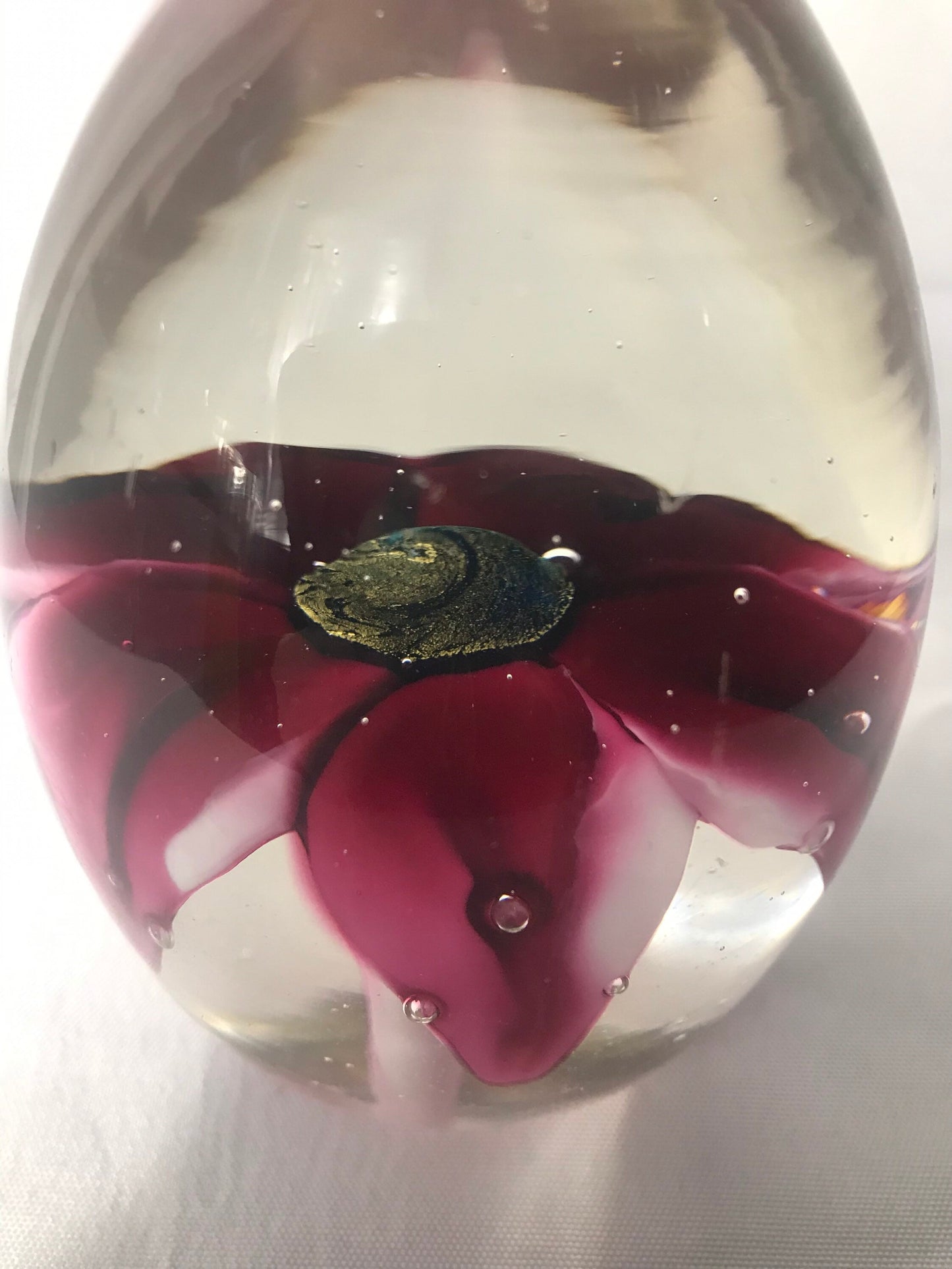 Glass Flower Paperweight, Vintage Desk Accessory, Floral Office Decor, Decorative Paperweight, Gift for Her