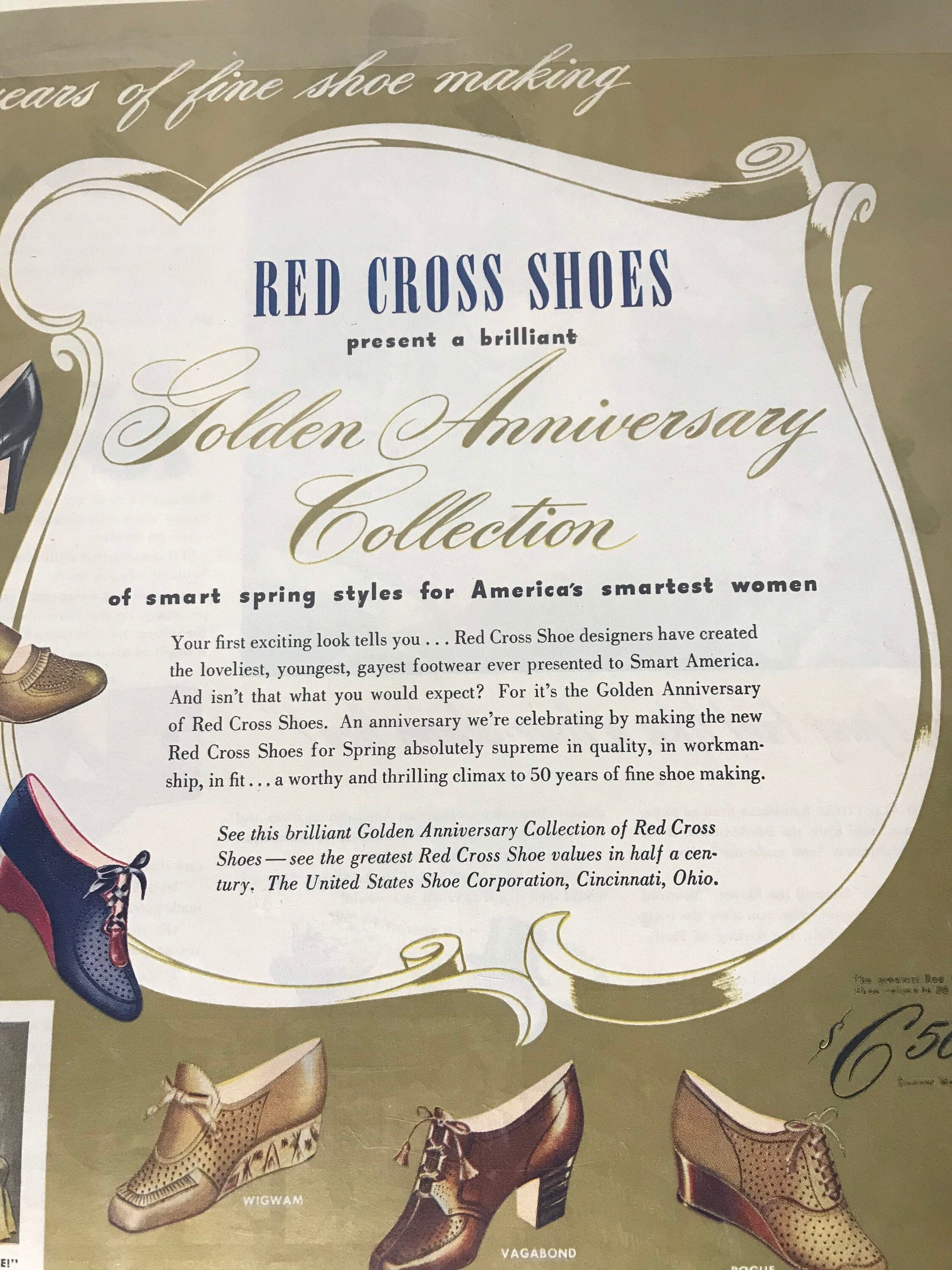 Vintage Red Cross Shoes Advertisement Poster | Golden Anniversary Collection | Digital Print