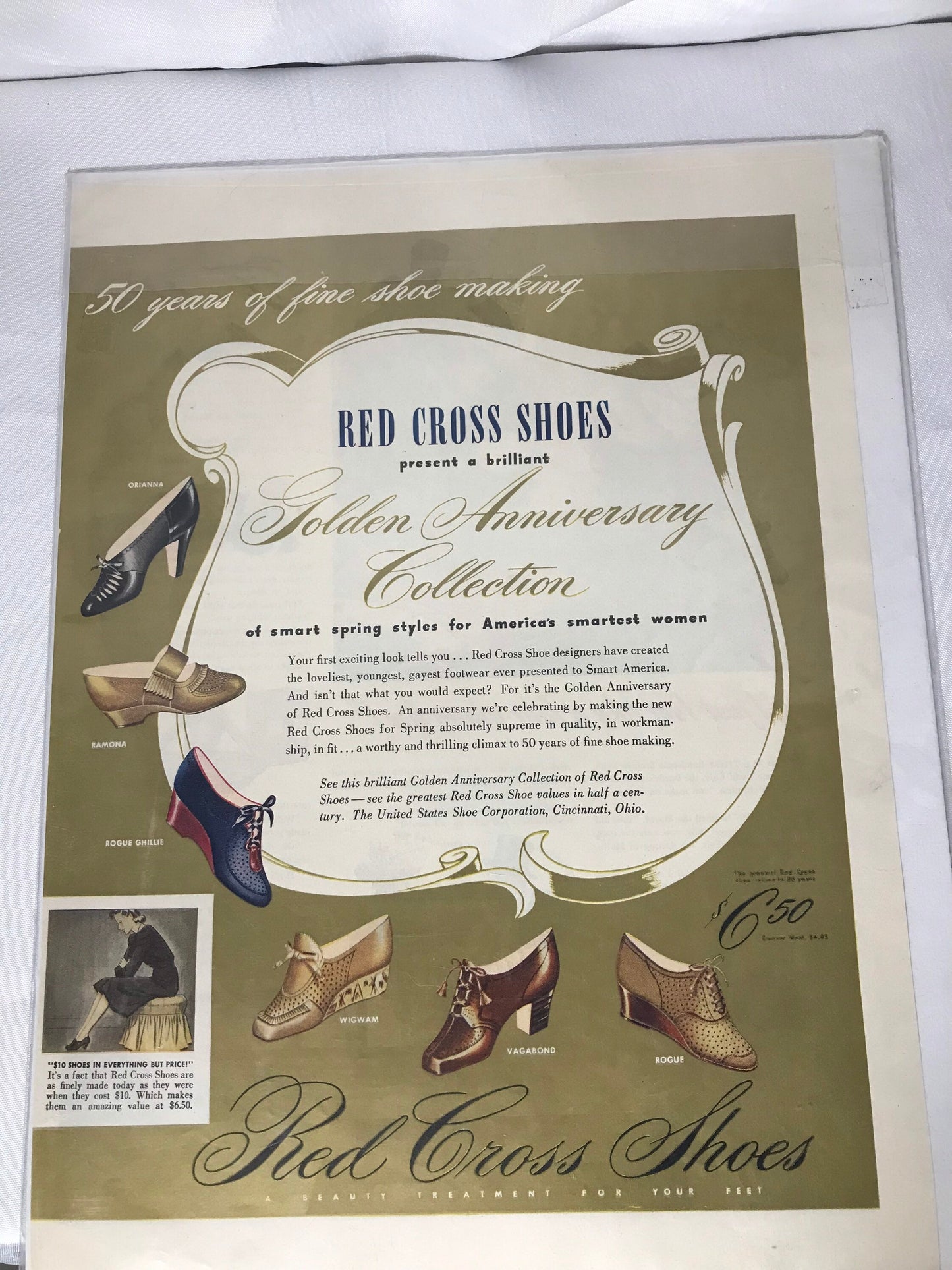 Vintage Red Cross Shoes Advertisement Poster | Golden Anniversary Collection | Digital Print