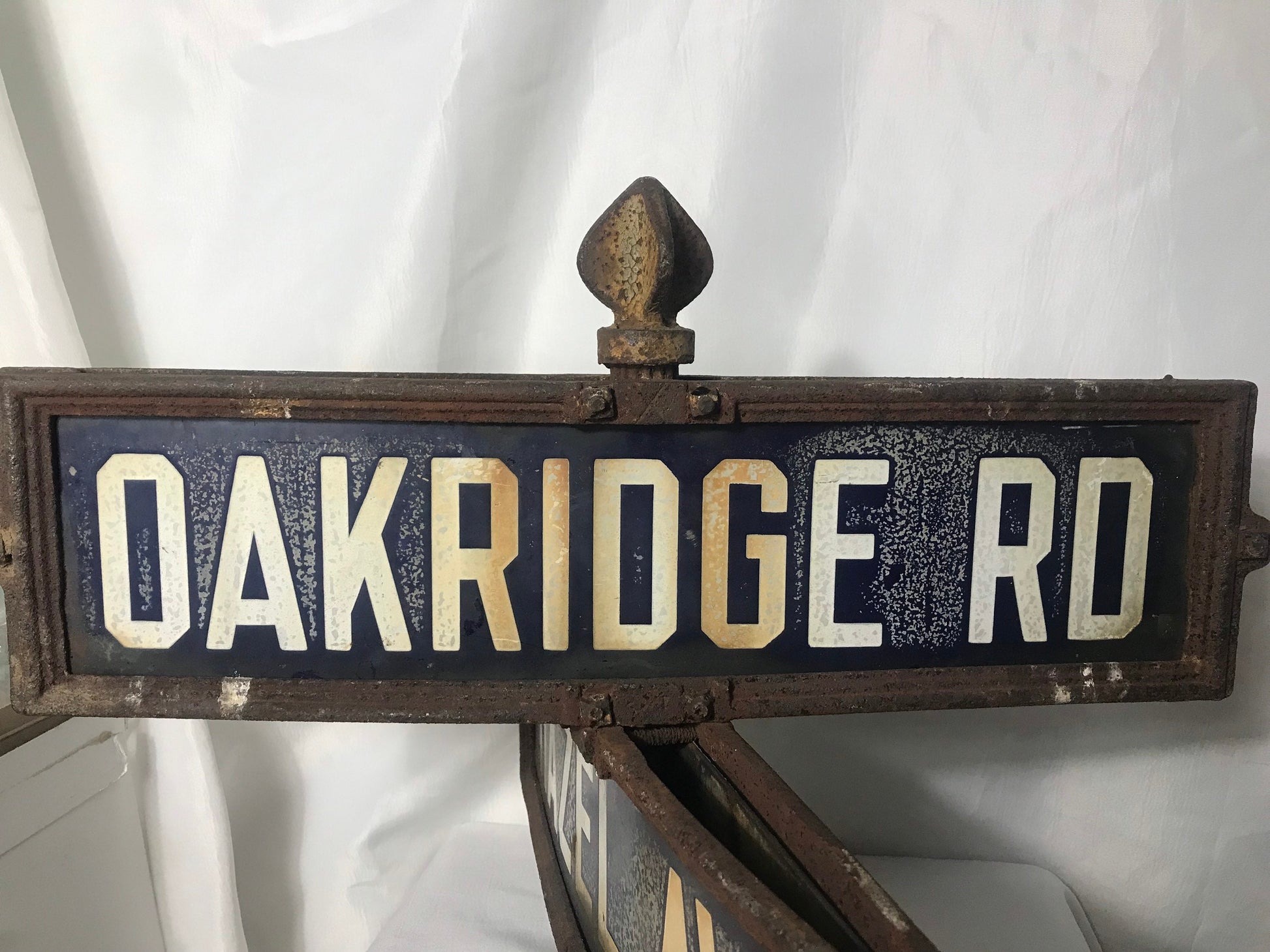 Vintage Porcelain Street Signs Oakridge Road and Hazel Ave, Retro Road Signs, Antique Home Decor, Collector's Item