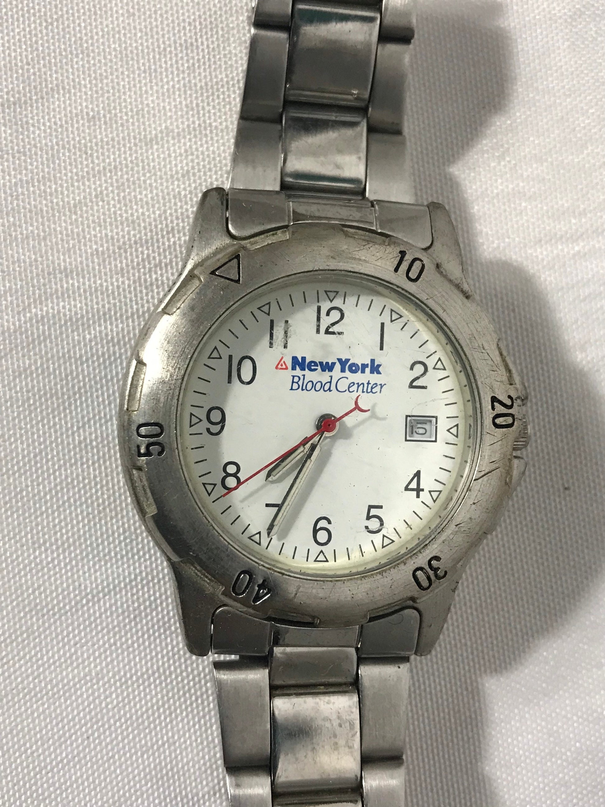 Vintage Tomax Stainless Steel Wrist Watch | New York Blood Center | Jewelry