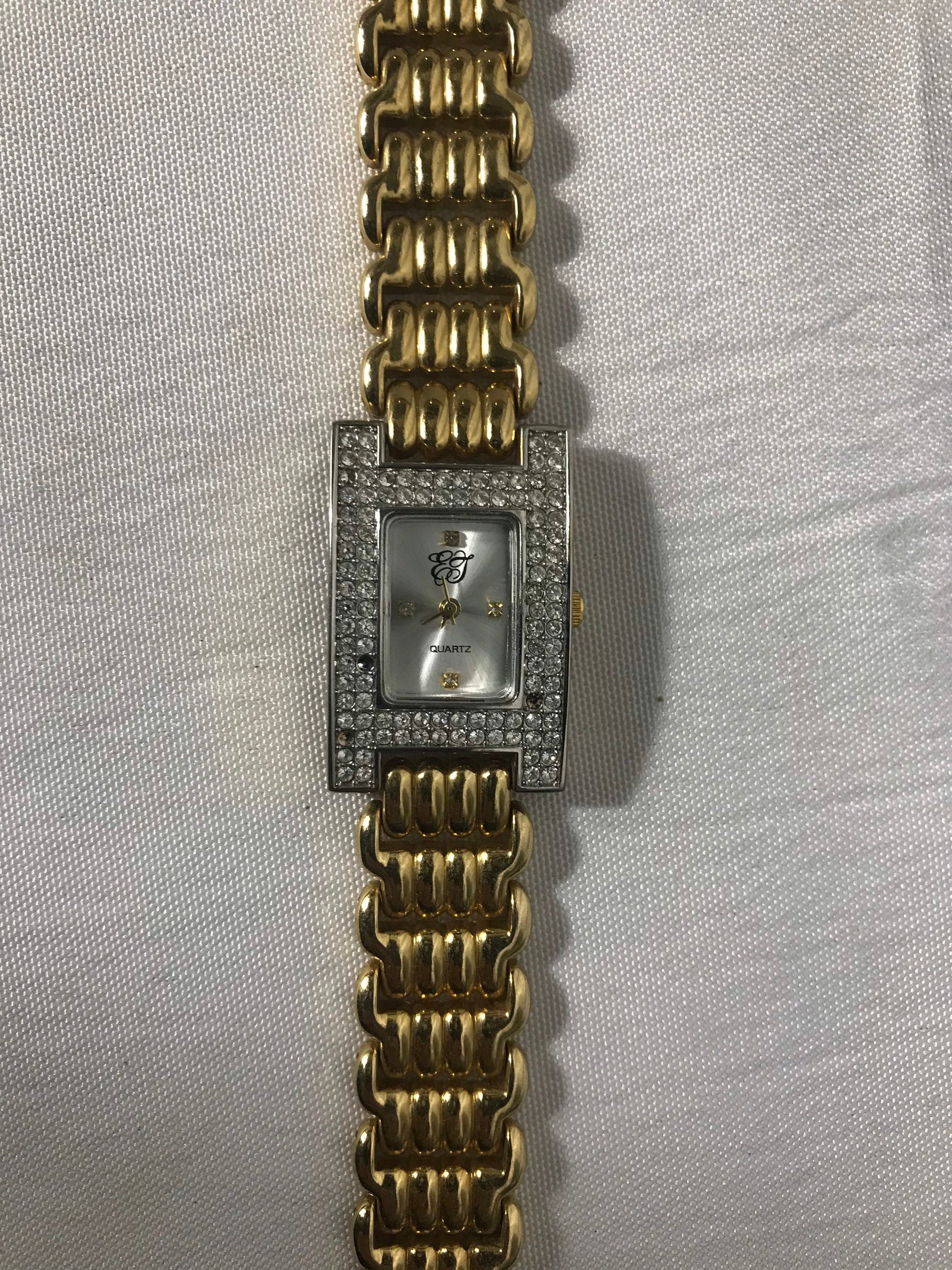 Vintage EJ Diamond Encrusted Gold Wrist Watch | Jewelry