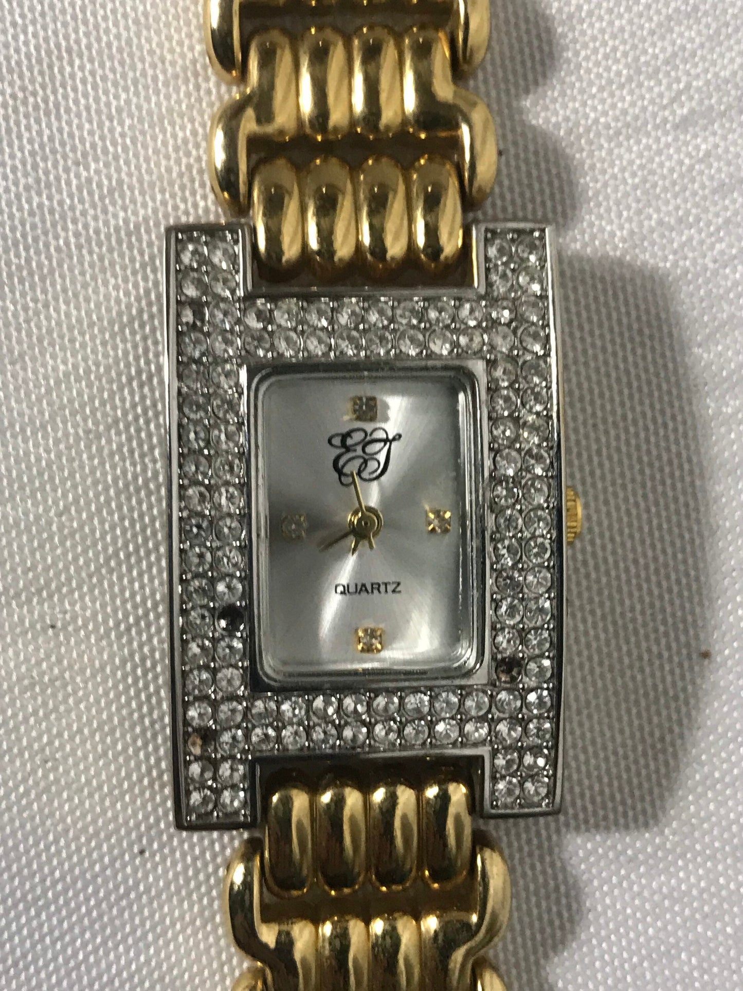 Vintage EJ Diamond Encrusted Gold Wrist Watch | Jewelry