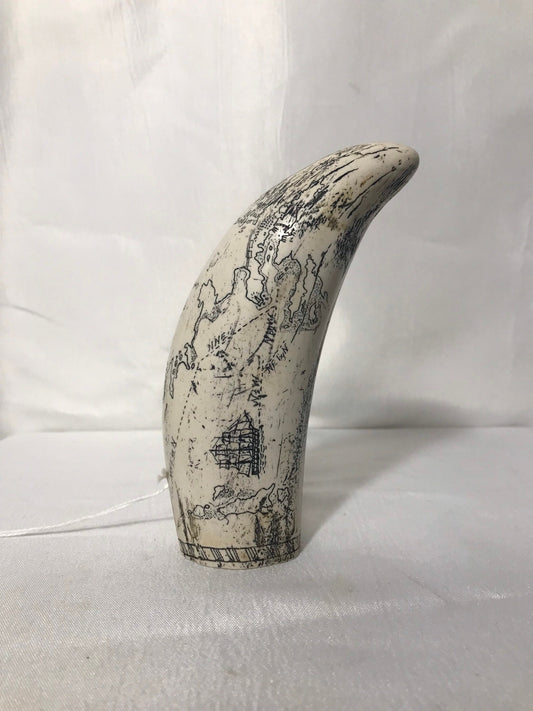 Vintage Scrimshaw Bone Statue | Home Decor