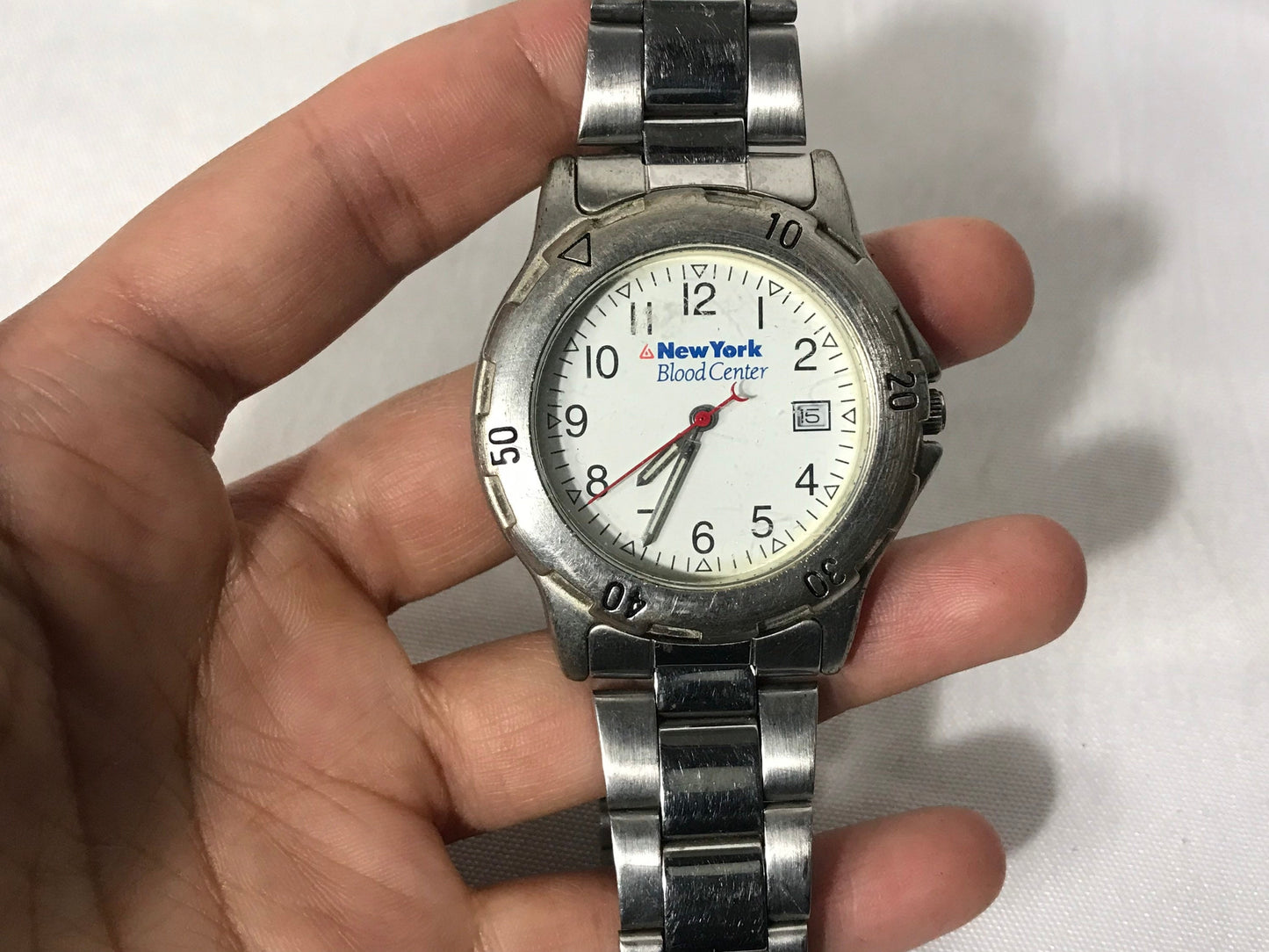 Vintage Tomax Stainless Steel Wrist Watch | New York Blood Center | Jewelry