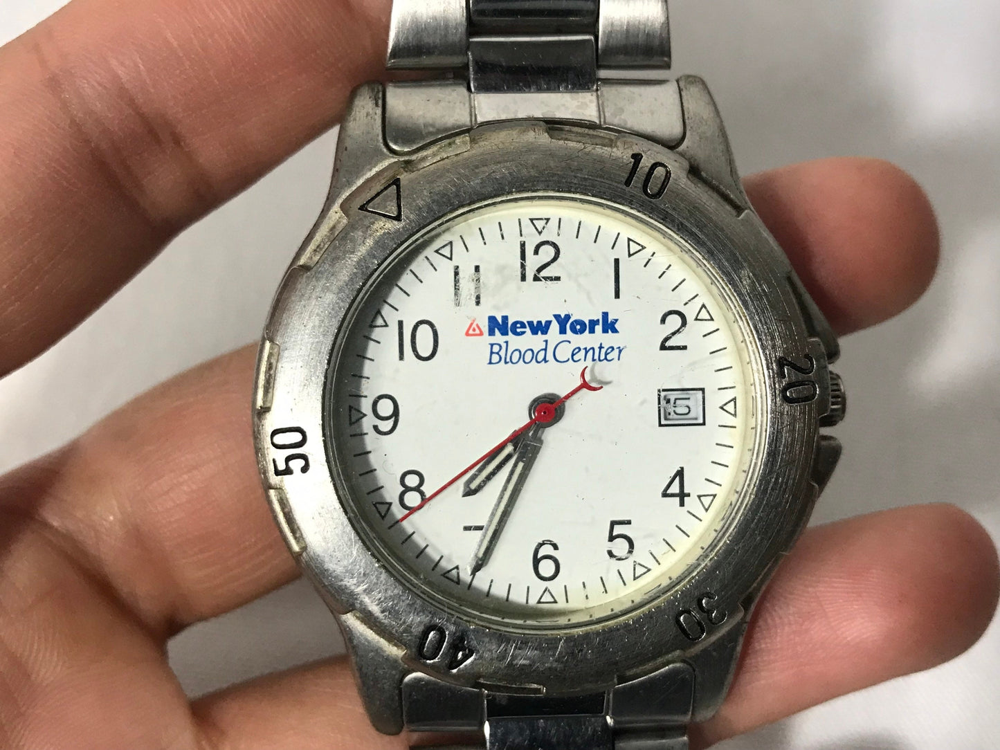 Vintage Tomax Stainless Steel Wrist Watch | New York Blood Center | Jewelry