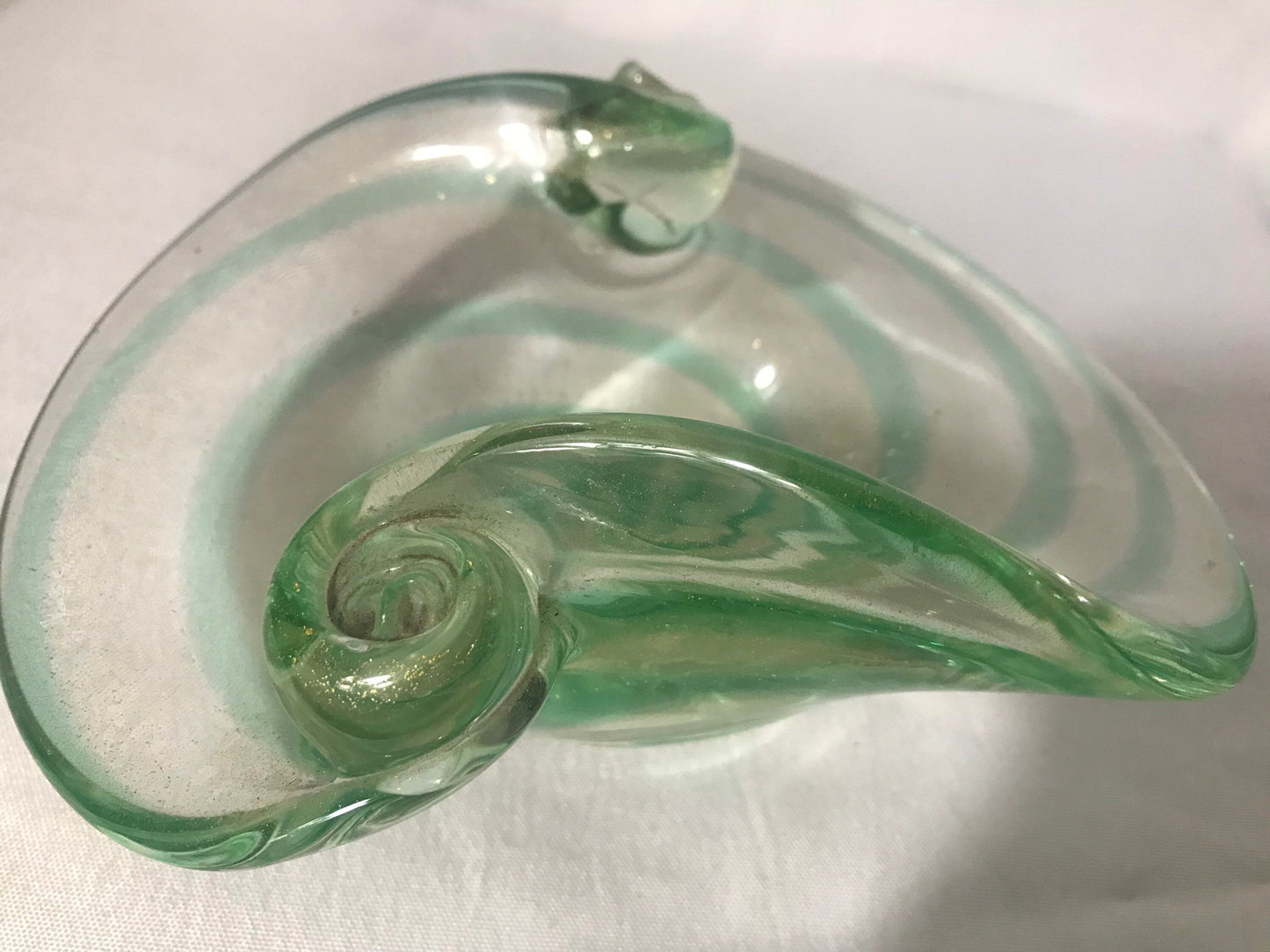 Vintage Green Swirl Murano Glass Bowl | Home & Living