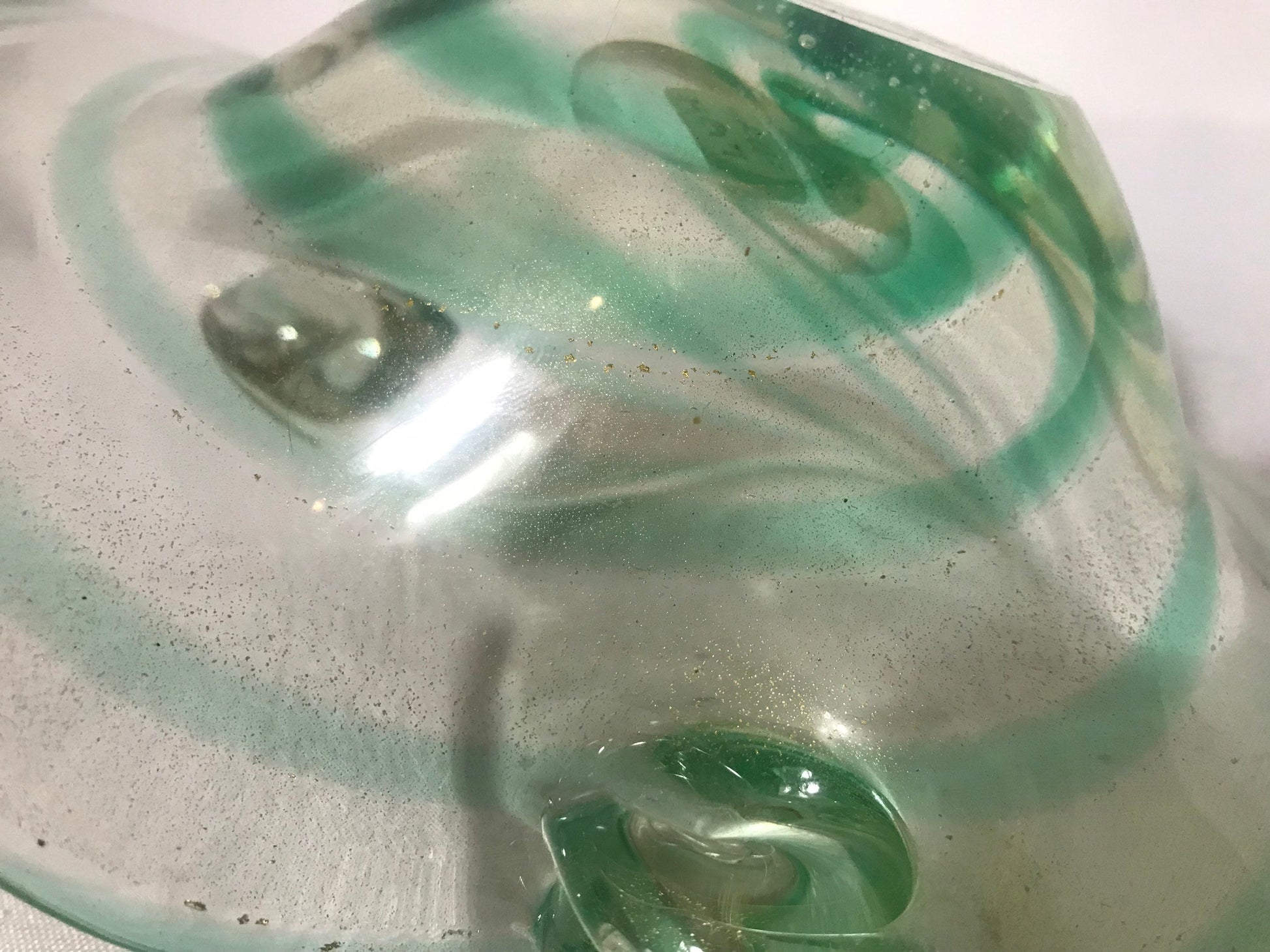 Vintage Green Swirl Murano Glass Bowl | Home & Living