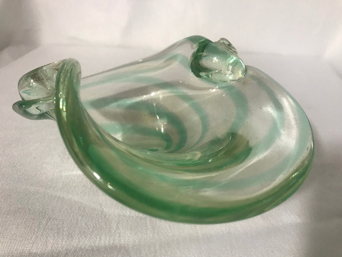 Vintage Green Swirl Murano Glass Bowl | Home & Living