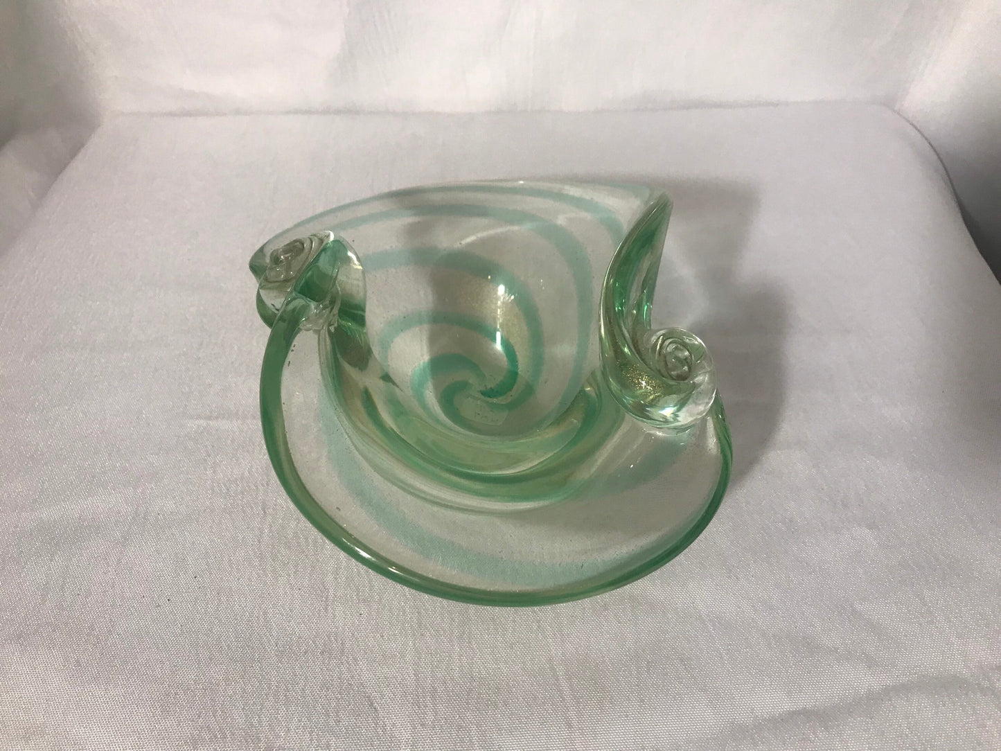 Vintage Green Swirl Murano Glass Bowl | Home & Living