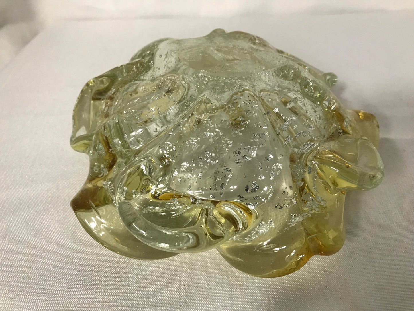 Vintage Murano Green Glass Flower Petal Bowl | Home Decor