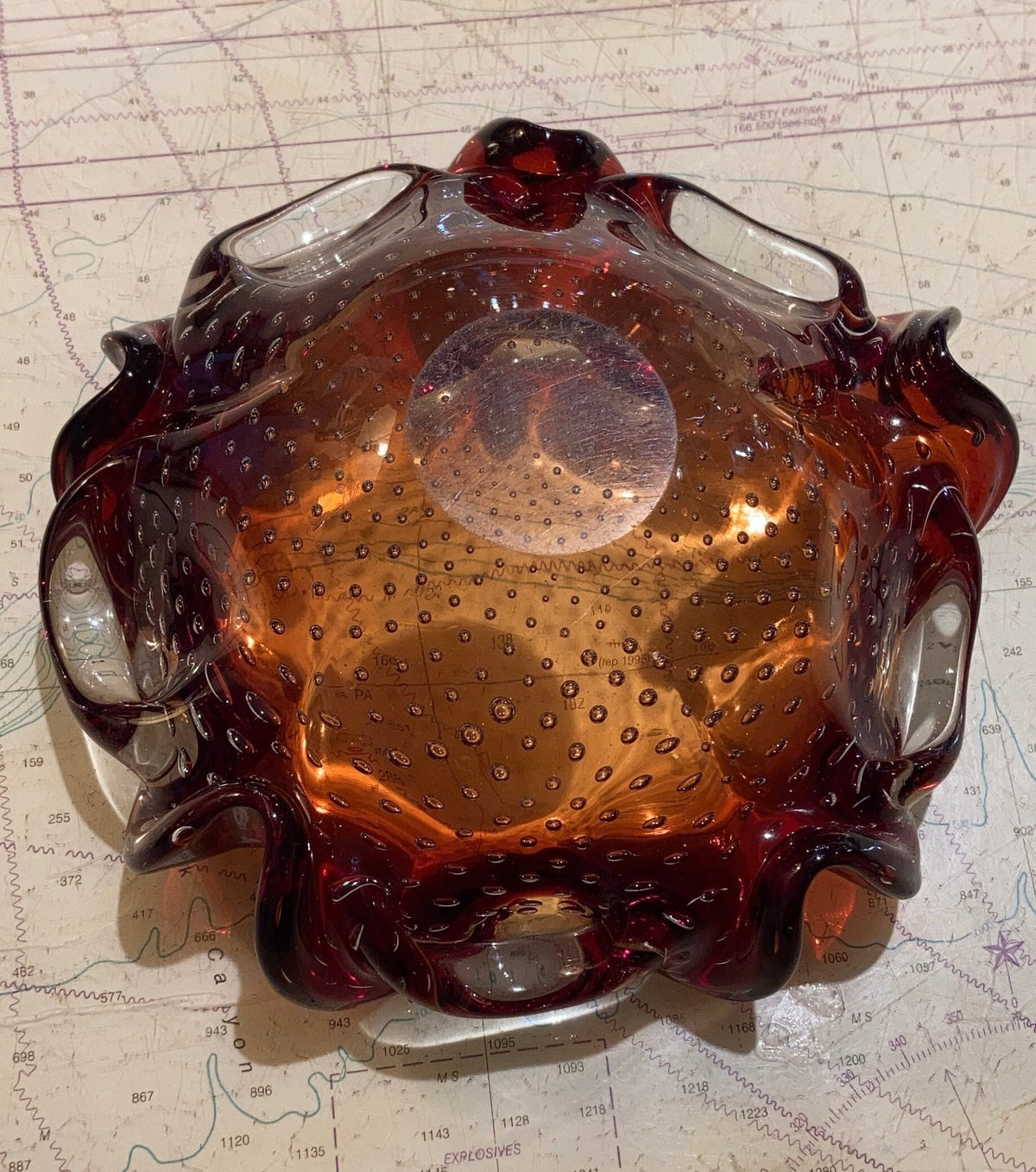 Vintage Murano Glass Flower Petal Bowl | Home Decor
