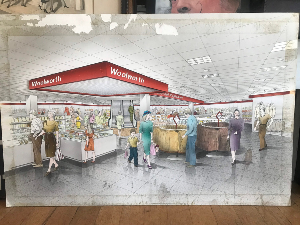 Vintage Woolworth Store Hand Drawn Poster | Home Decor