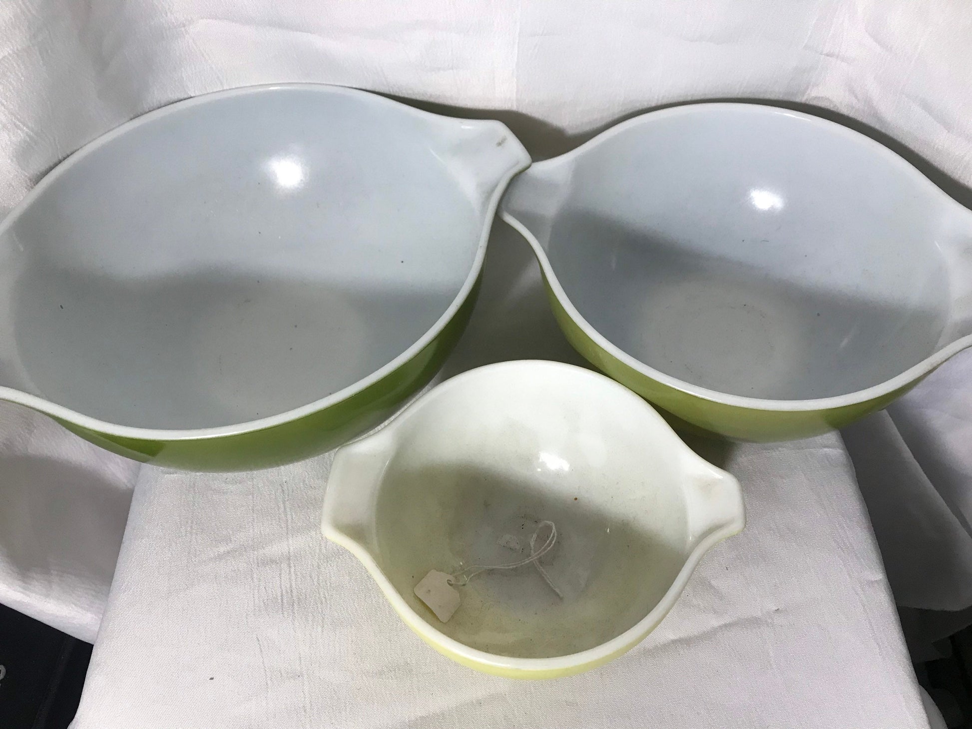 Vintage Green Porcelain Mixing Bowls | Set of 3 | Home & Living