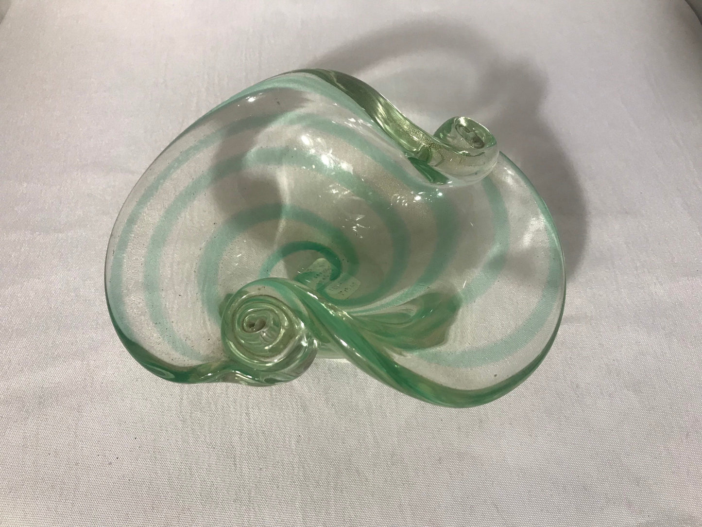 Vintage Green Swirl Murano Glass Bowl | Home & Living