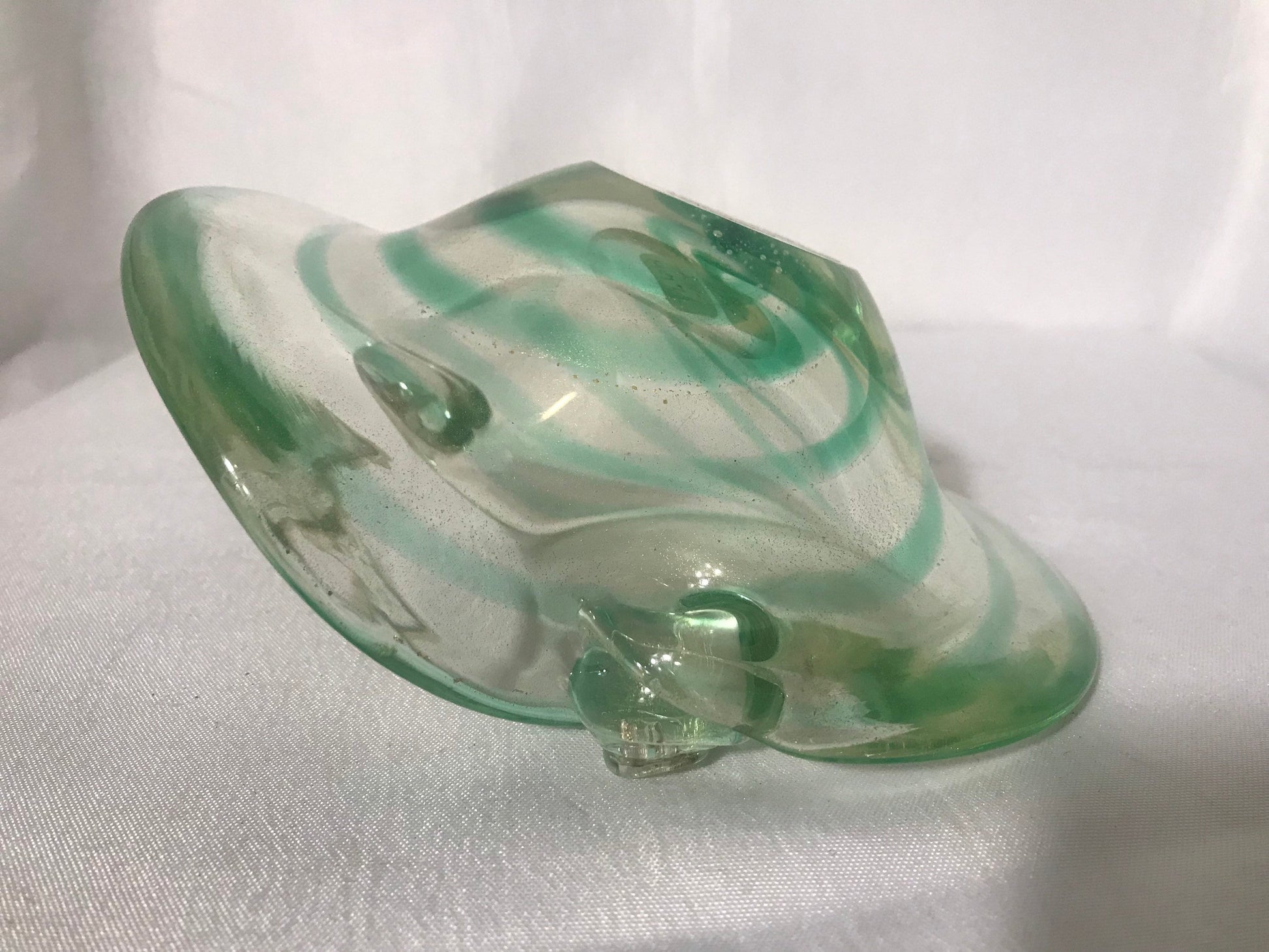 Vintage Green Swirl Murano Glass Bowl | Home & Living