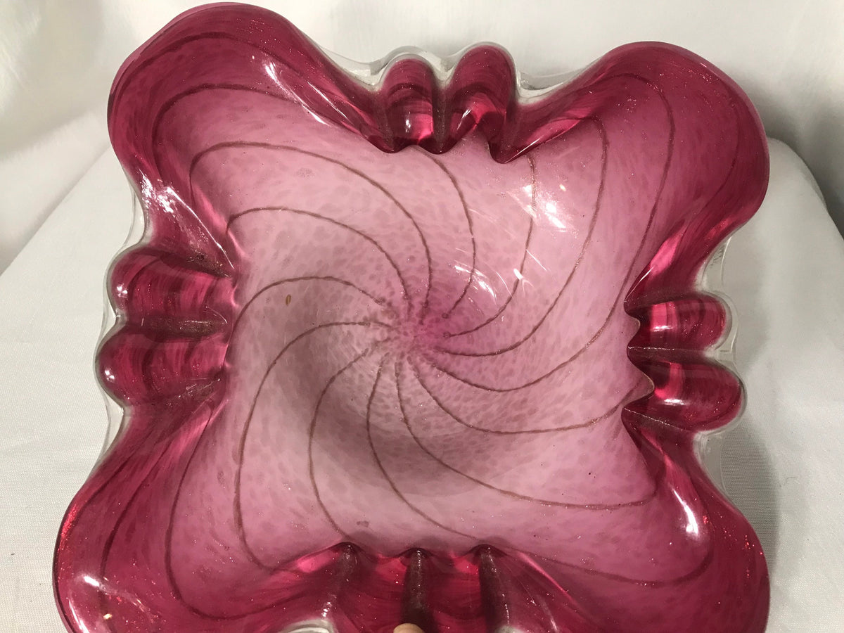 Vintage Pink Venetian Glass Bowl | Home Decor