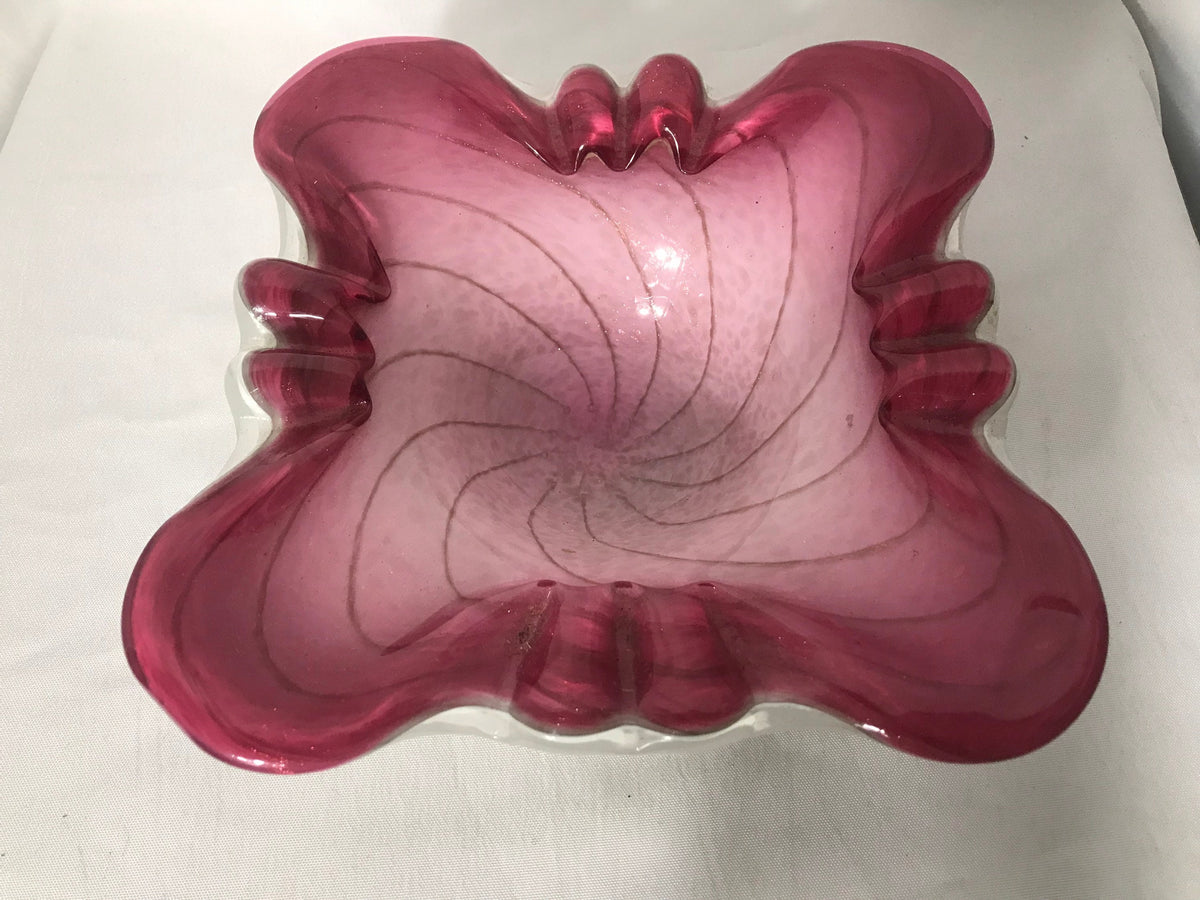 Vintage Pink Venetian Glass Bowl | Home Decor