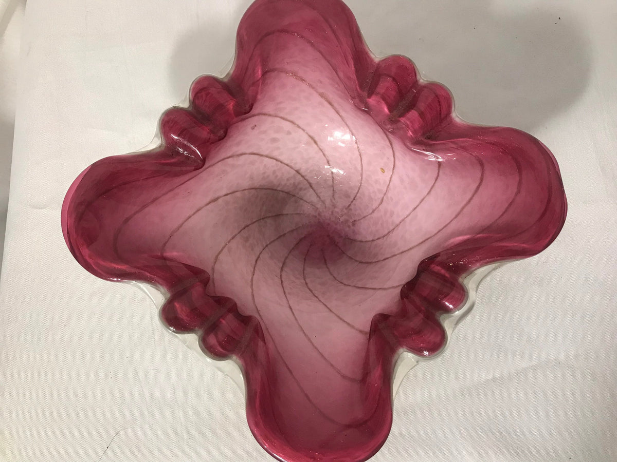 Vintage Pink Venetian Glass Bowl | Home Decor