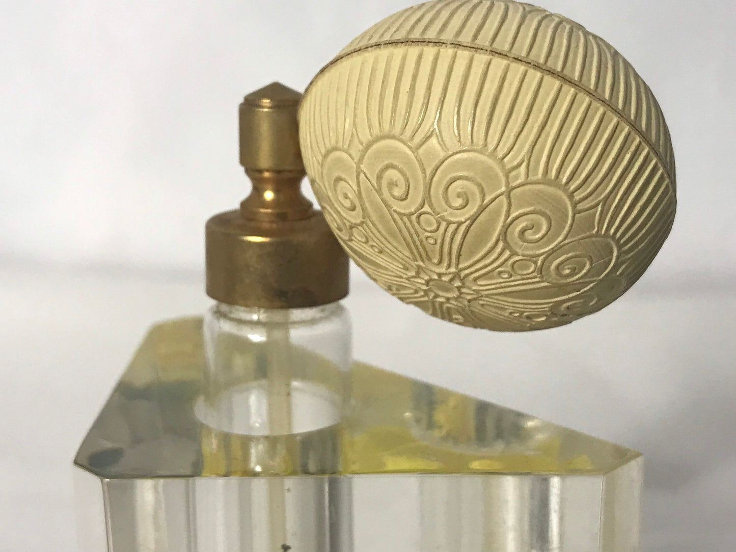 Vintage Yellow Floral Glass Perfume Bottle | Vanity Storage