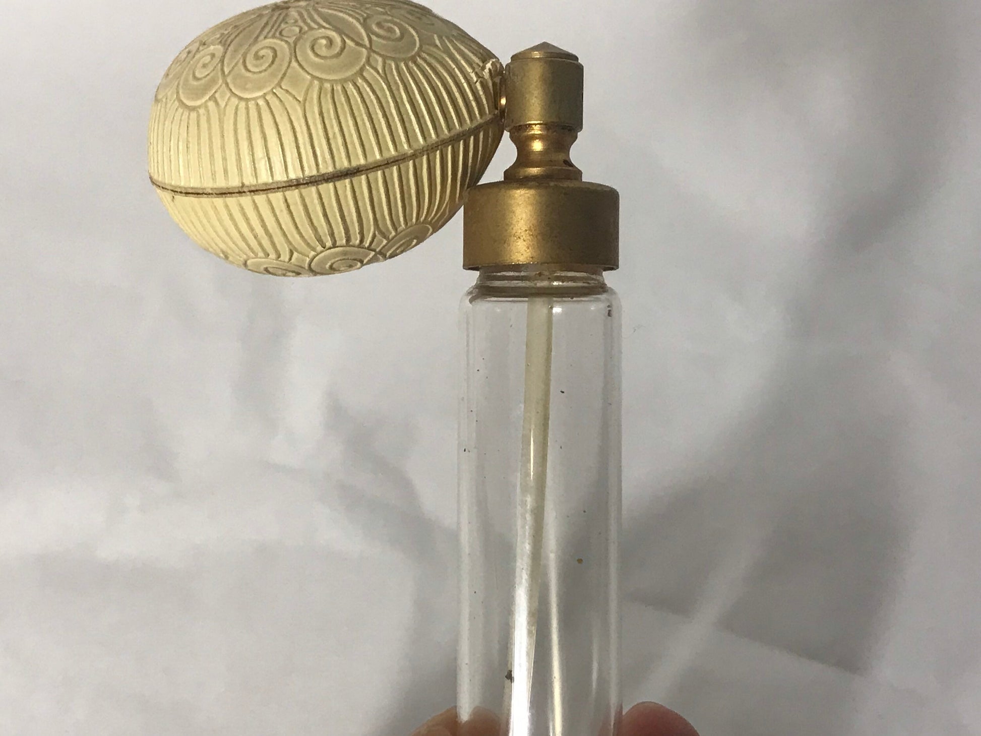 Vintage Yellow Floral Glass Perfume Bottle | Vanity Storage