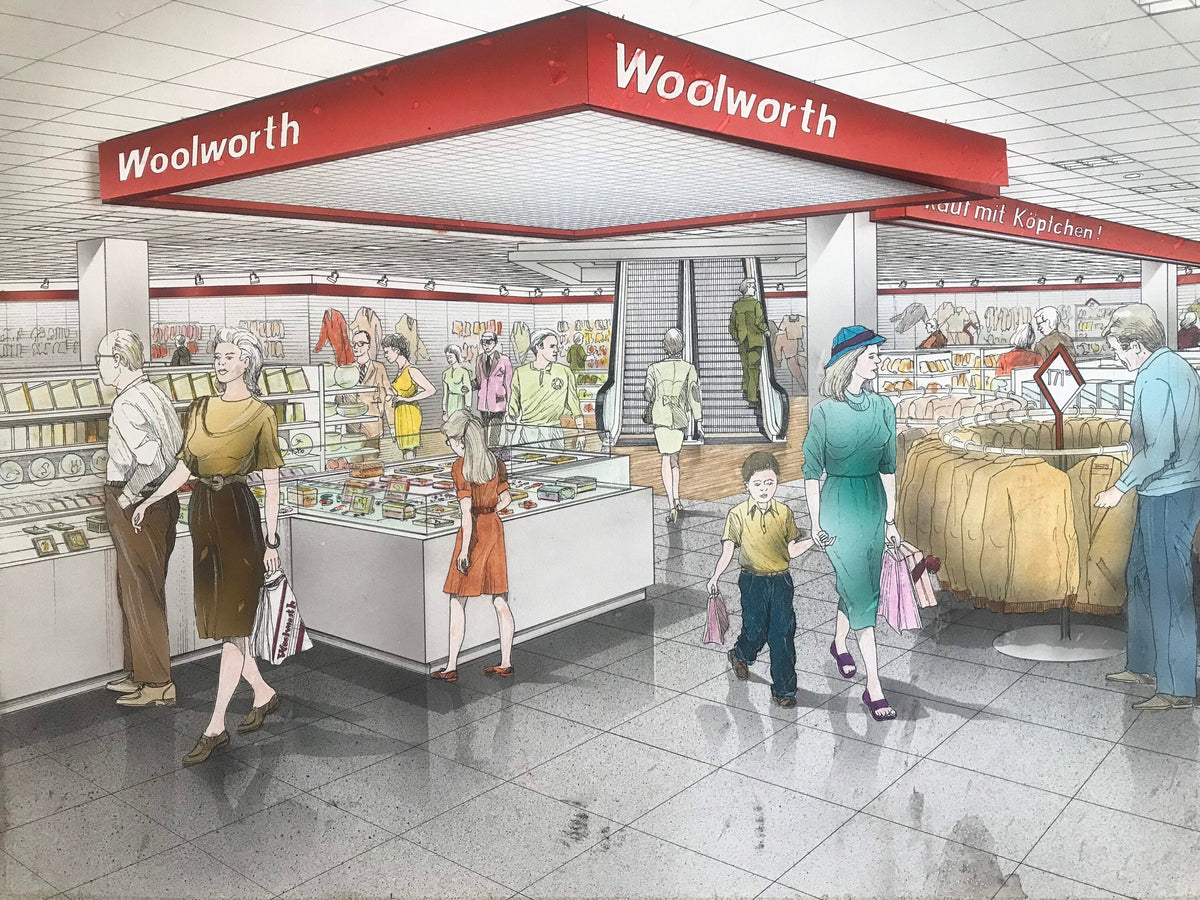 Vintage Woolworth Store Hand Drawn Poster | Home Decor