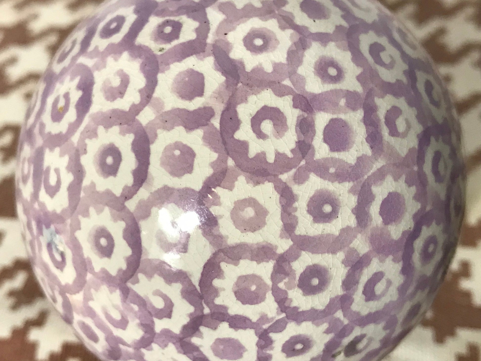 Vintage Purple Floral Stone Sphere | Home Decor