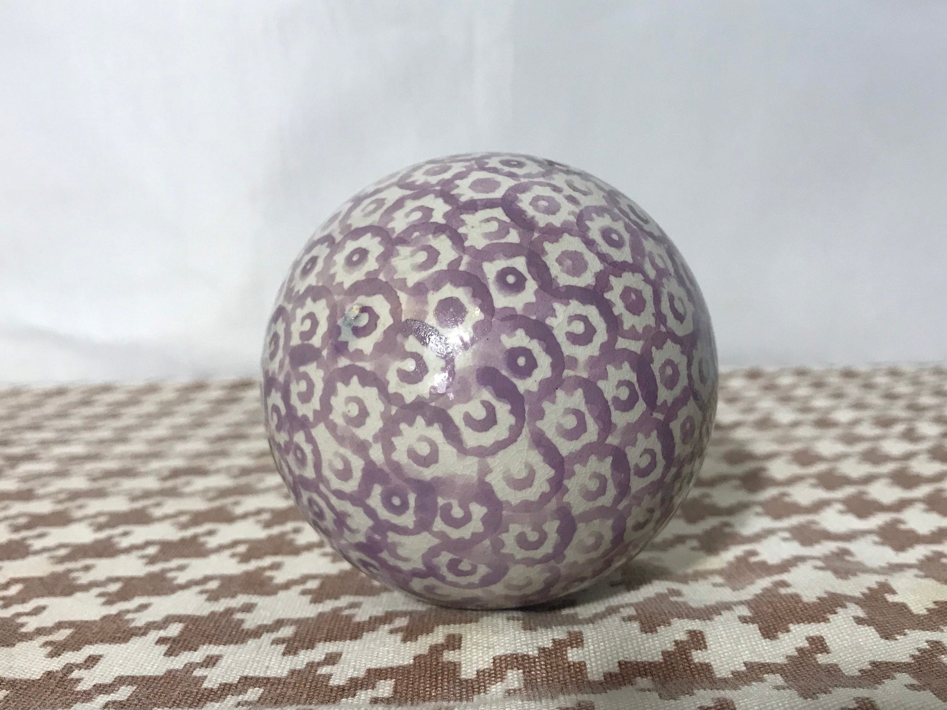 Vintage Purple Floral Stone Sphere | Home Decor