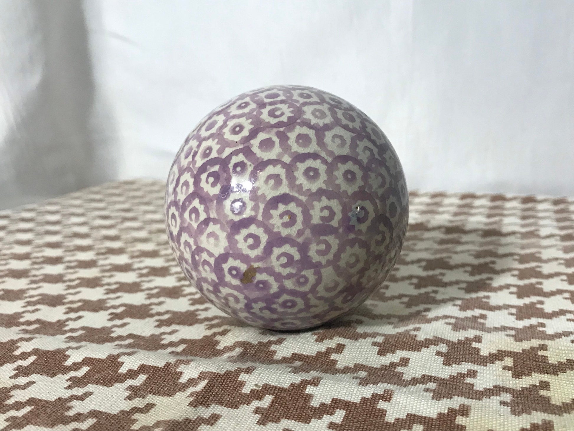 Vintage Purple Floral Stone Sphere | Home Decor