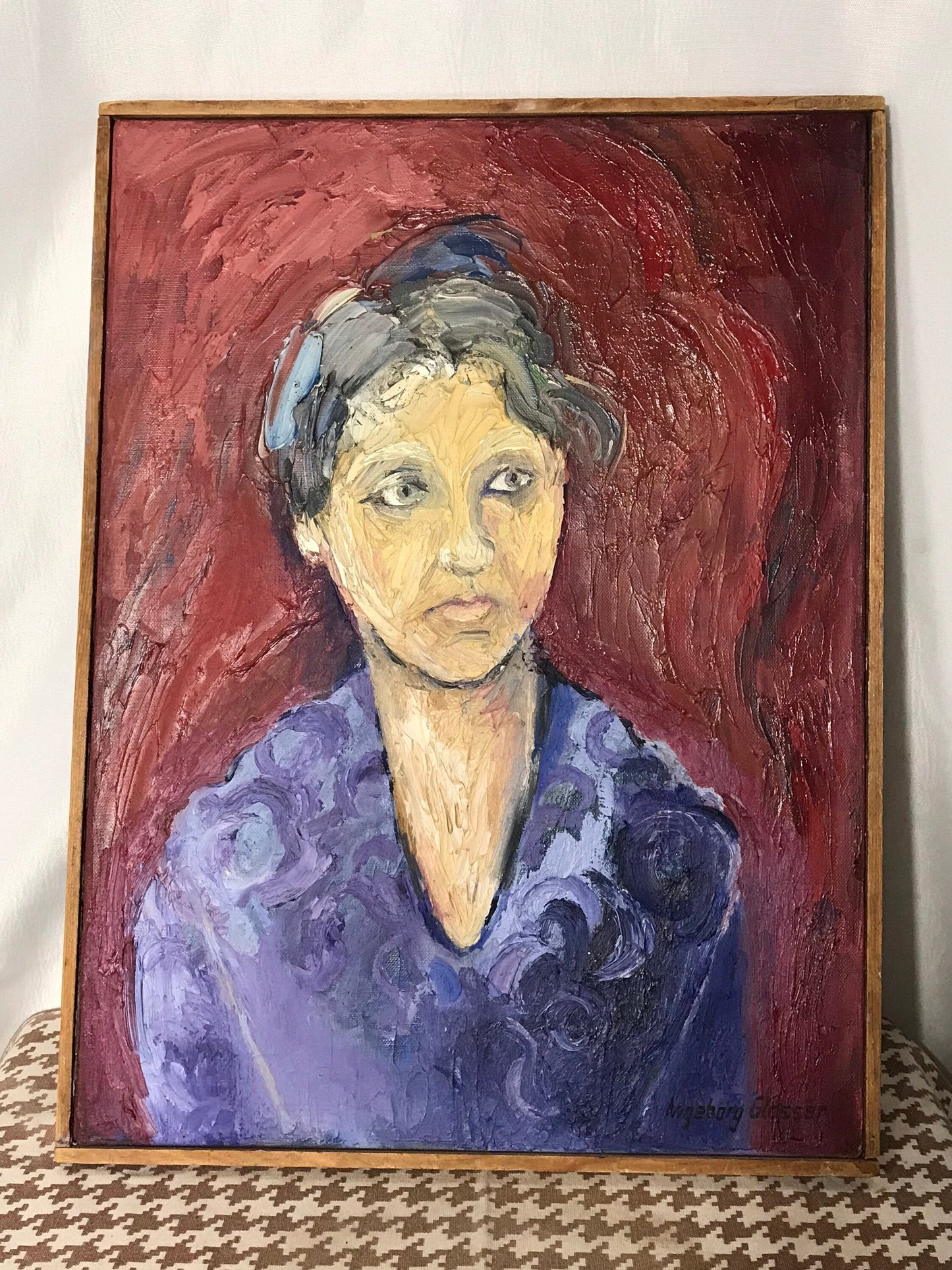 Vintage Ingeborg Glosser Acrylic Portrait | Home Decor