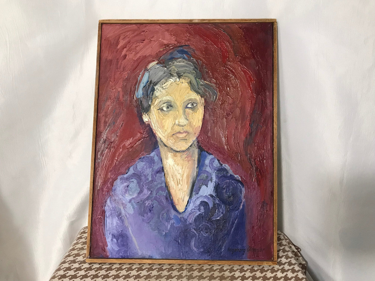 Vintage Ingeborg Glosser Acrylic Portrait | Home Decor