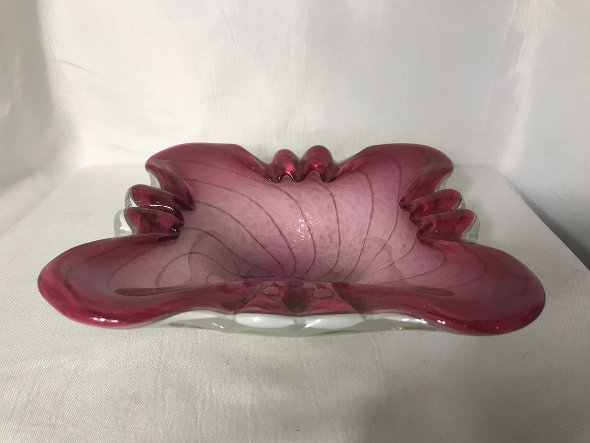 Vintage Pink Venetian Glass Bowl | Home Decor