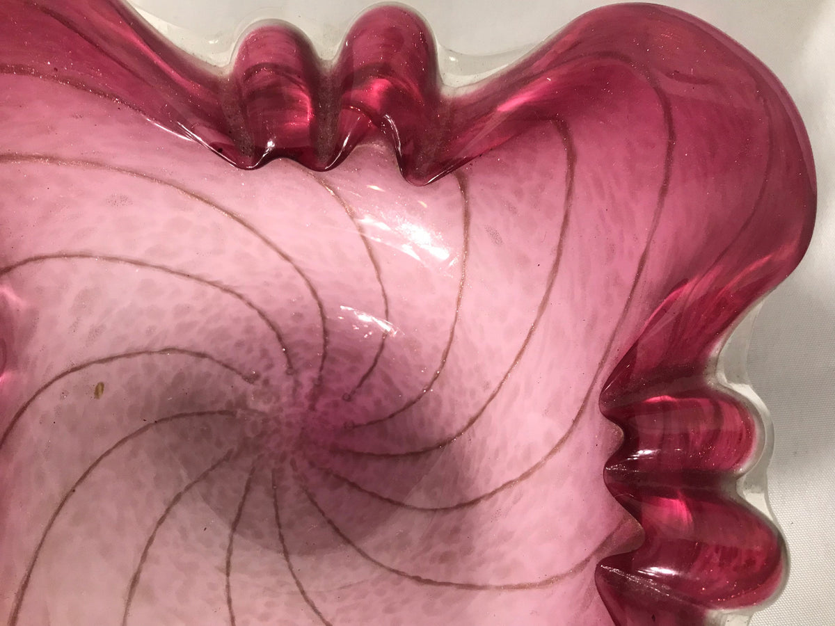 Vintage Pink Venetian Glass Bowl | Home Decor