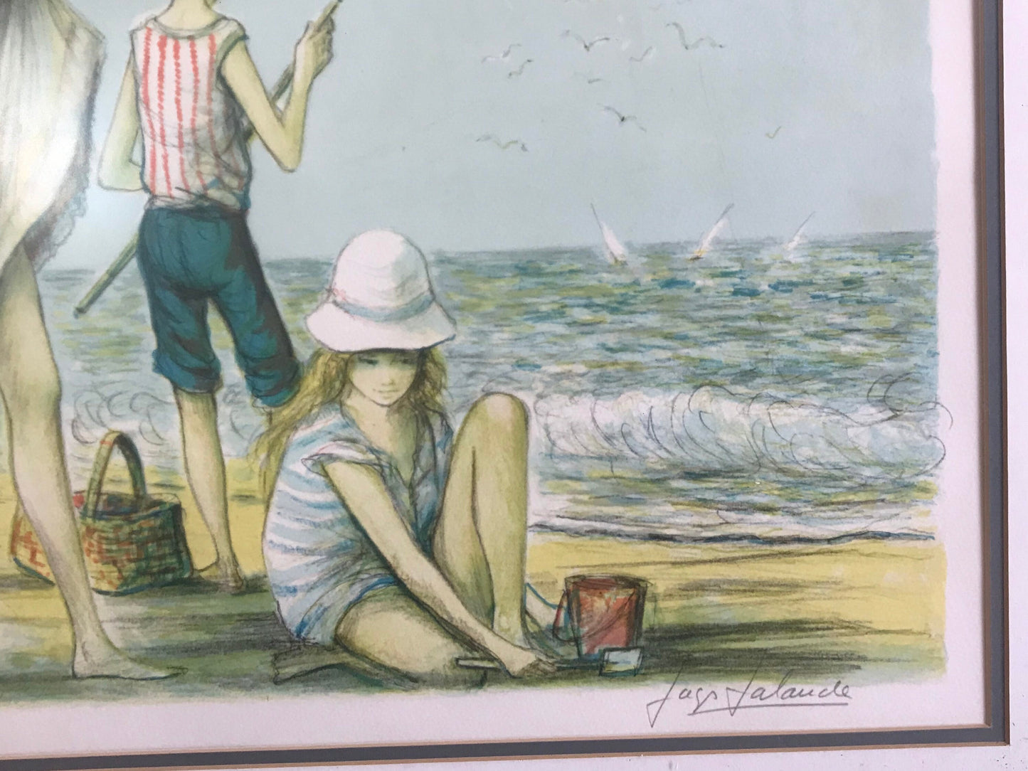 Vintage Framed Portrait “Family Beach Day” by Jay Jalaude | Home Decor