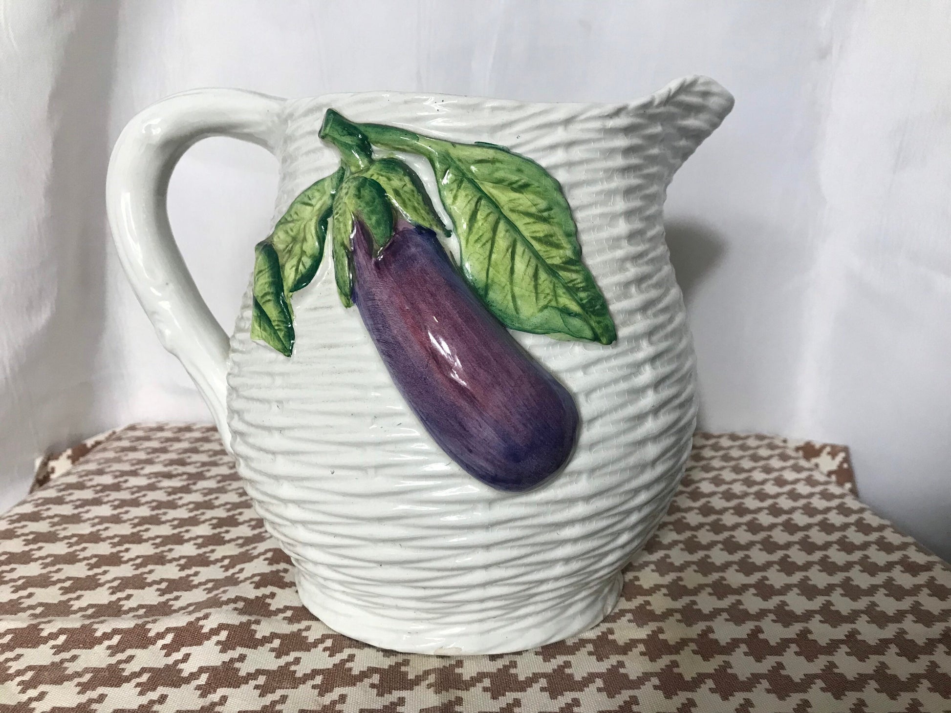 Vintage Eggplant Porcelain Pitcher | Home & Kitchen Decor