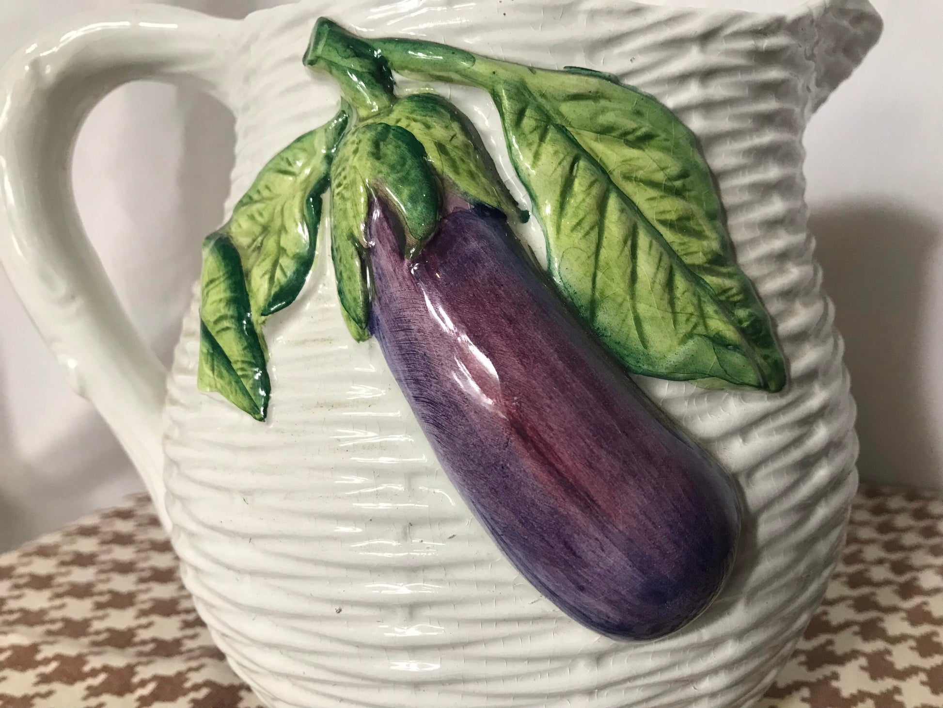 Vintage Eggplant Porcelain Pitcher | Home & Kitchen Decor