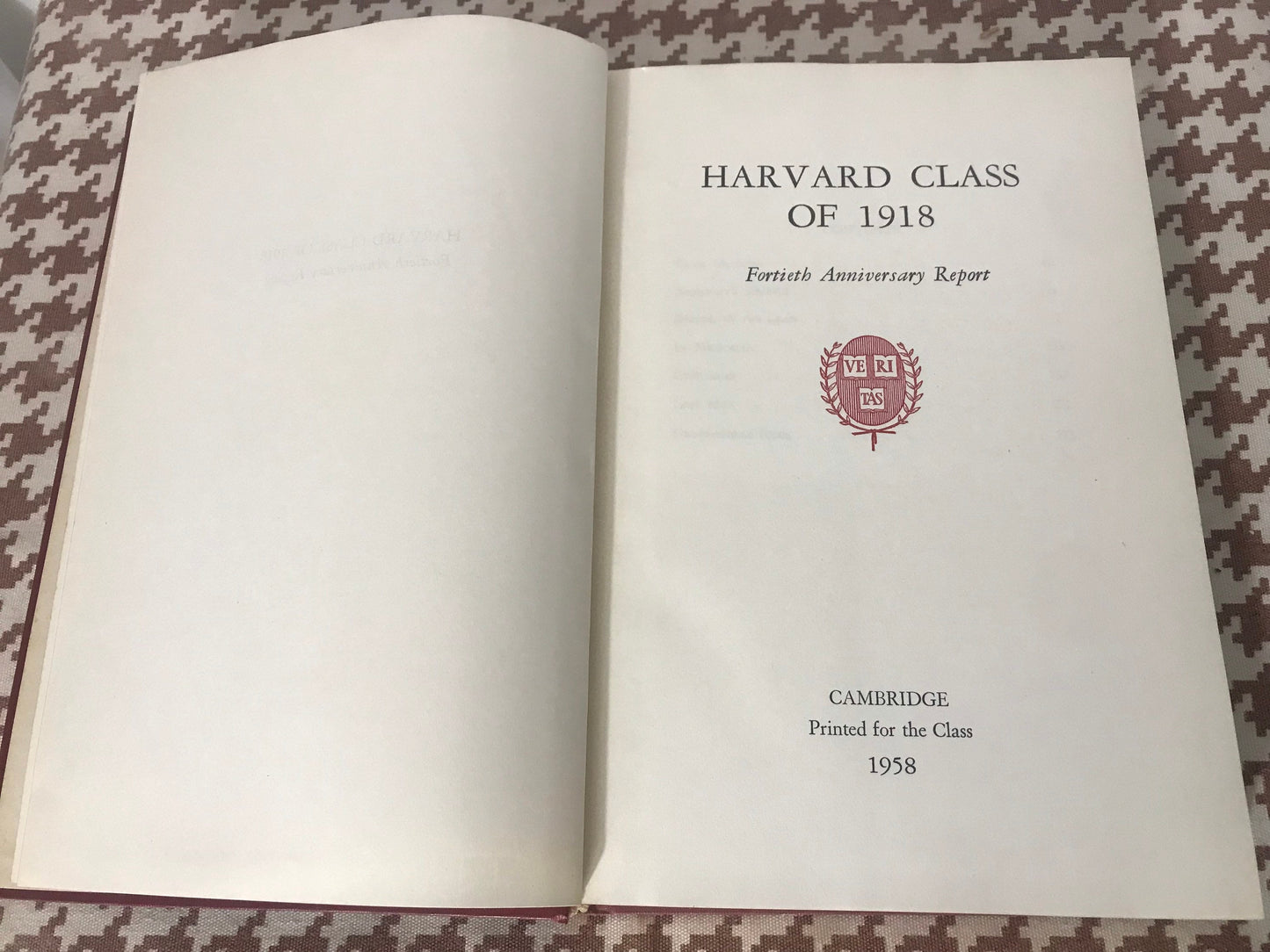 Harvard Class of 1918 Fortieth Anniversary Report | Cambridge - Printed for the class of 1958