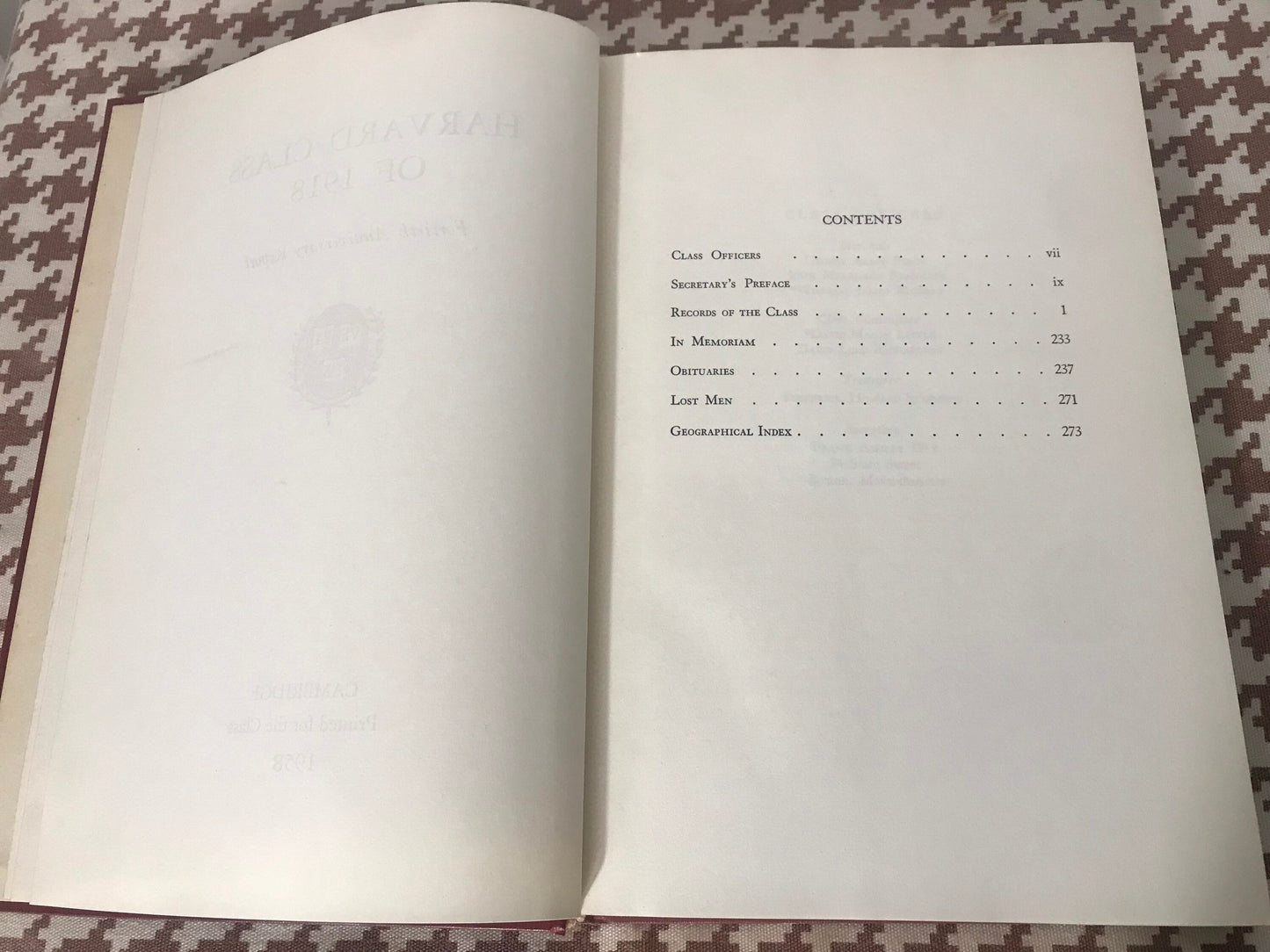 Harvard Class of 1918 Fortieth Anniversary Report | Cambridge - Printed for the class of 1958