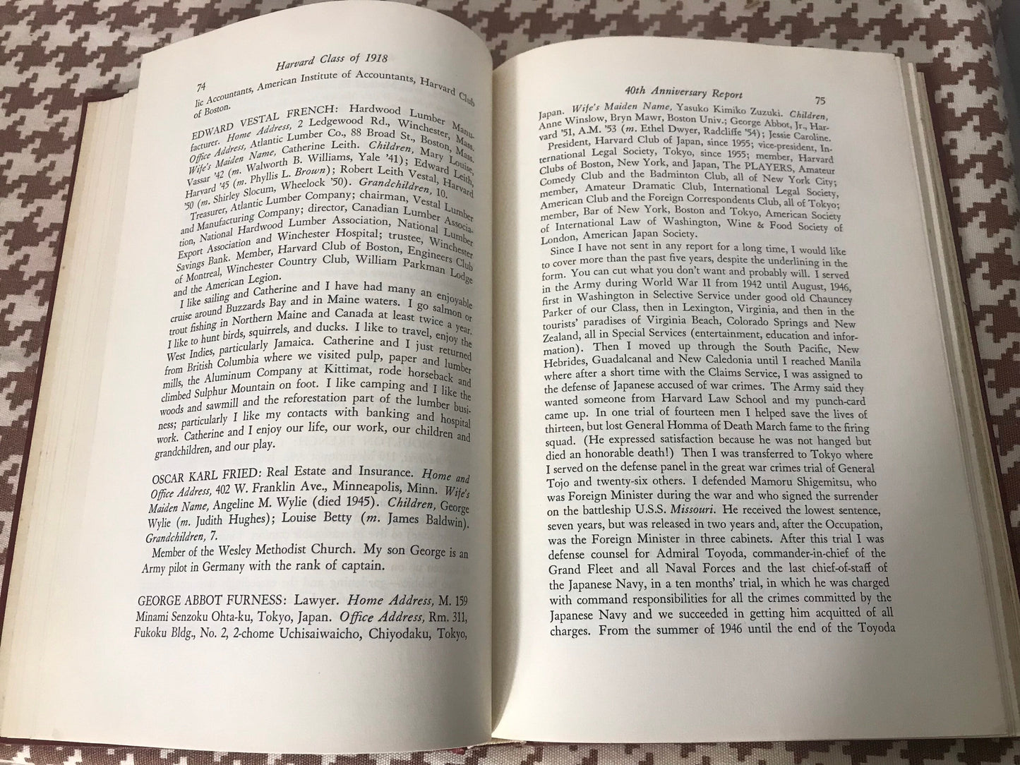 Harvard Class of 1918 Fortieth Anniversary Report | Cambridge - Printed for the class of 1958