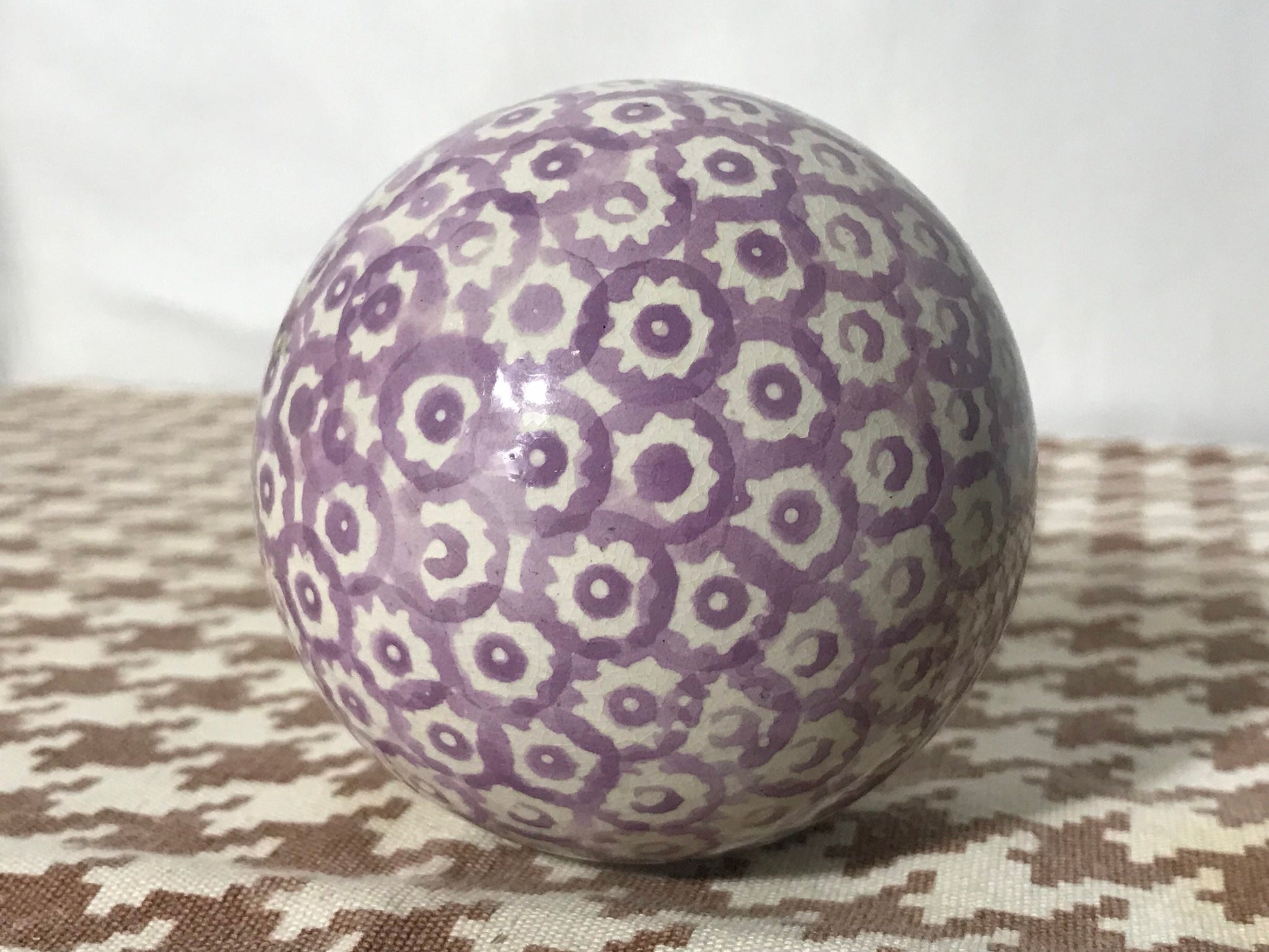 Vintage Purple Floral Stone Sphere | Home Decor