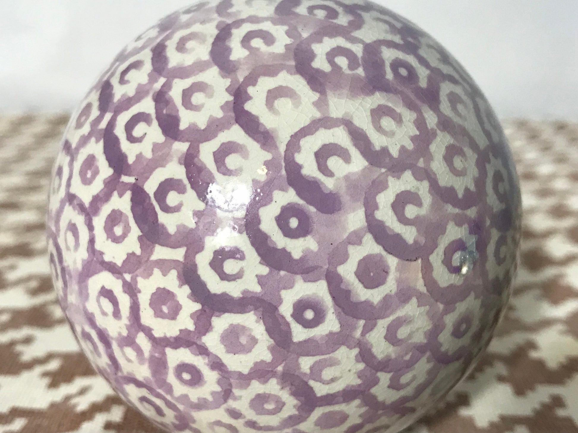 Vintage Purple Floral Stone Sphere | Home Decor