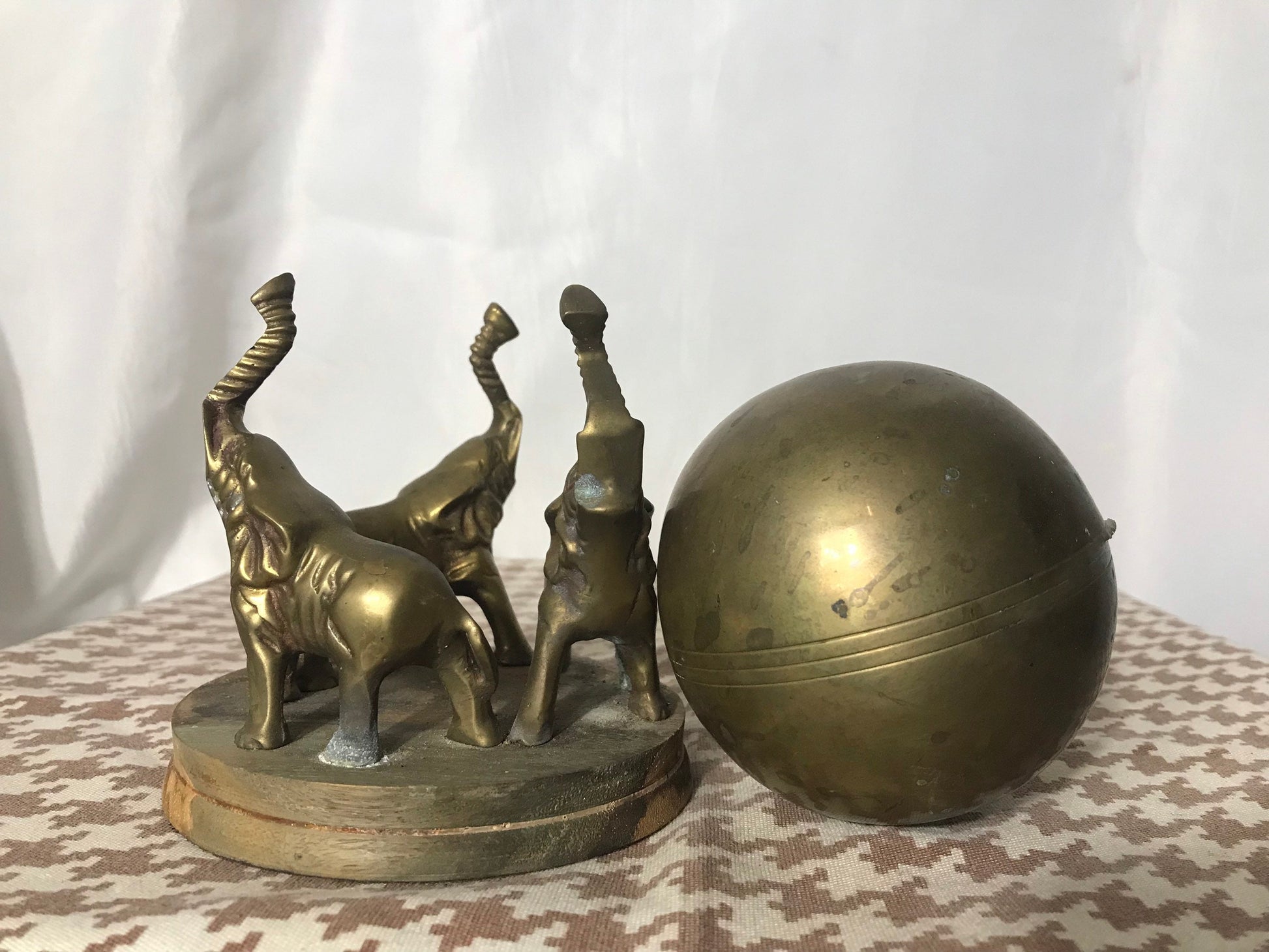 Vintage Bronze Elephant Desk Art | Home Decor