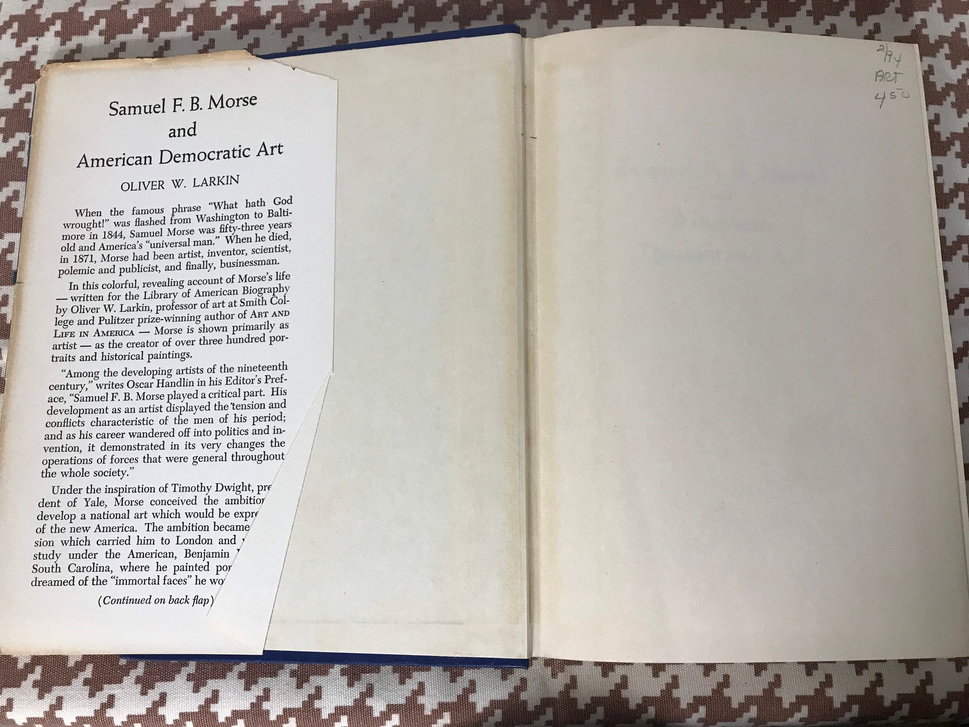 Samuel F.B Morse and American Democratic Art by Oliver W Larkin | Literature & Fiction