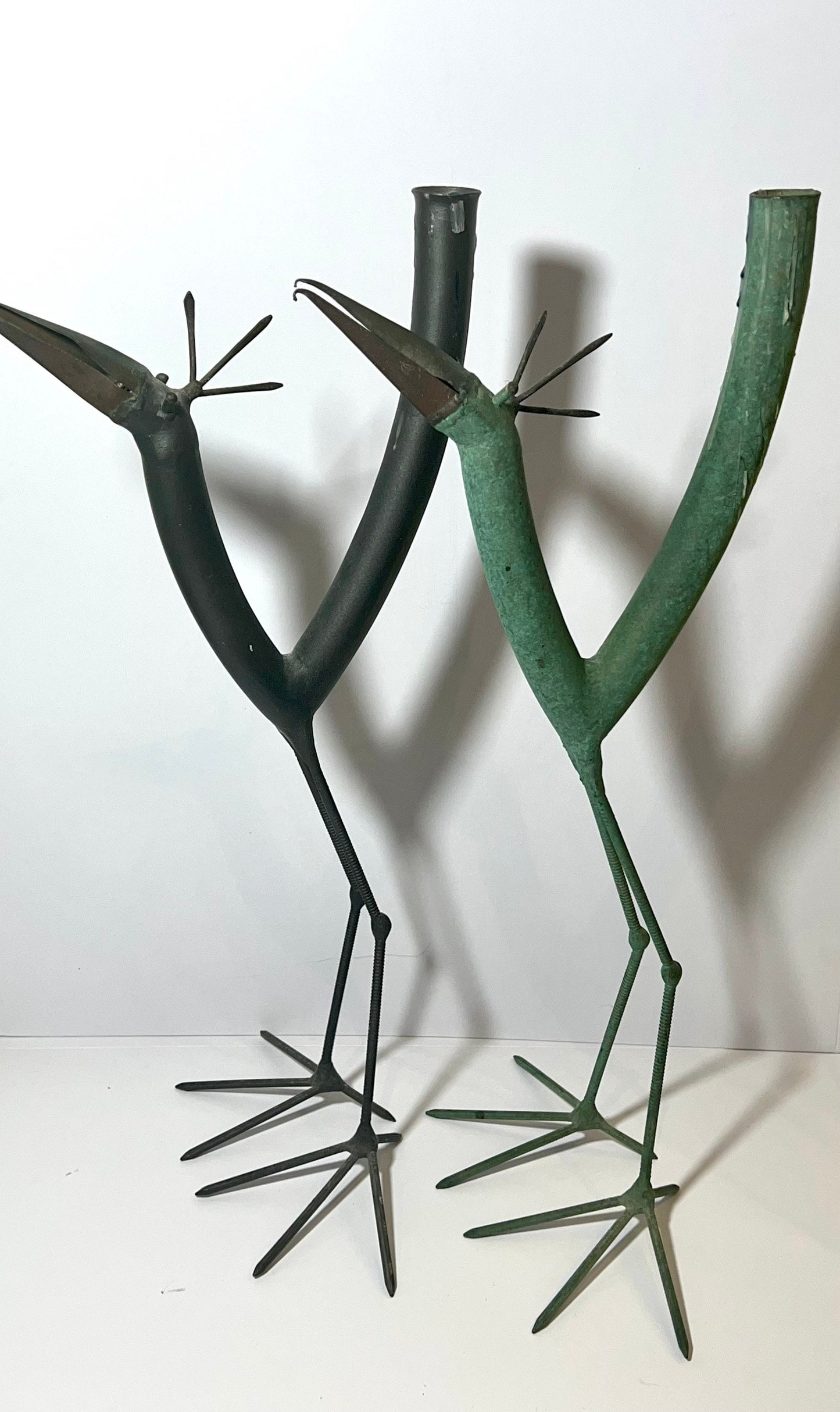 Mid-century Gino Bushini Sculptural Bird Candleholders