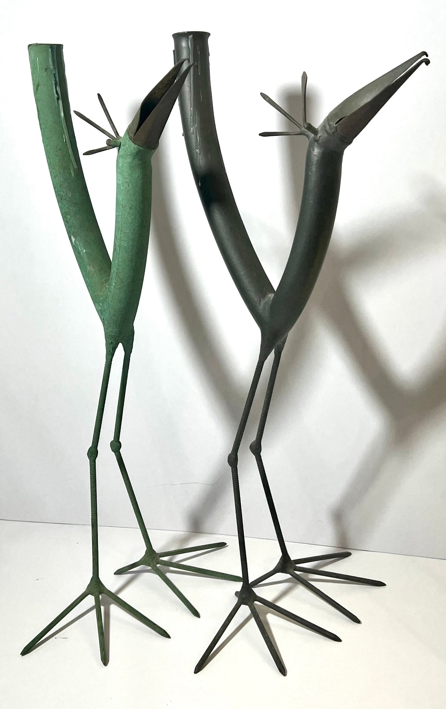 Mid-century Gino Bushini Sculptural Bird Candleholders