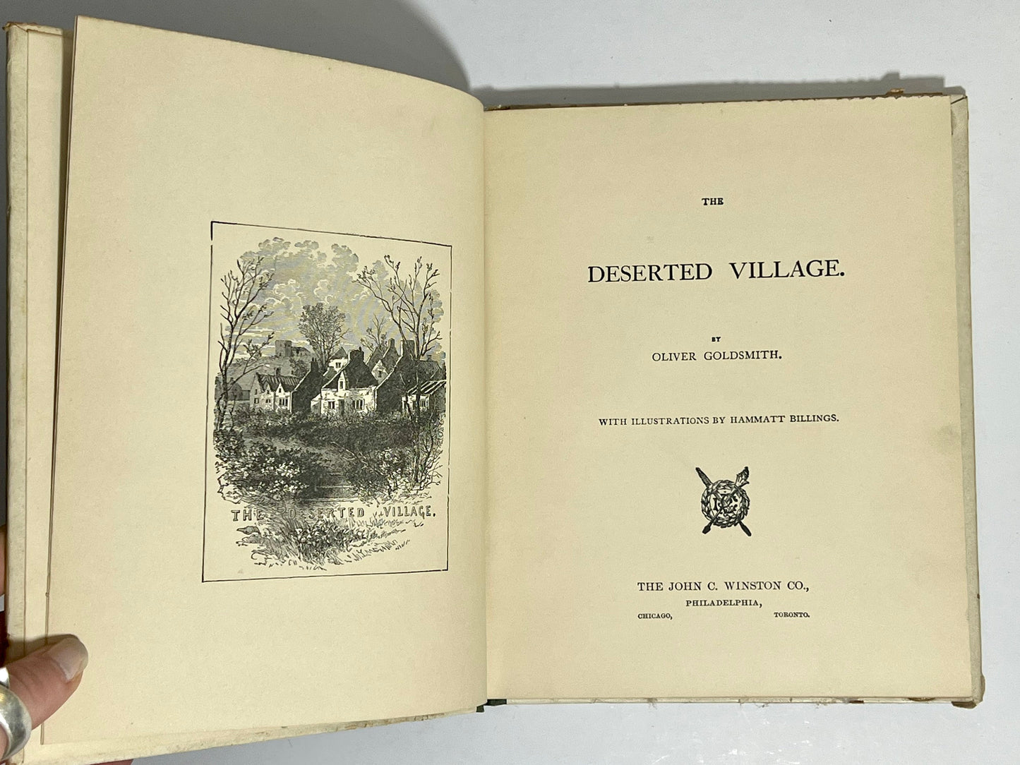 Antique The Deserted Village by Oliver Goldsmith Illustrated version